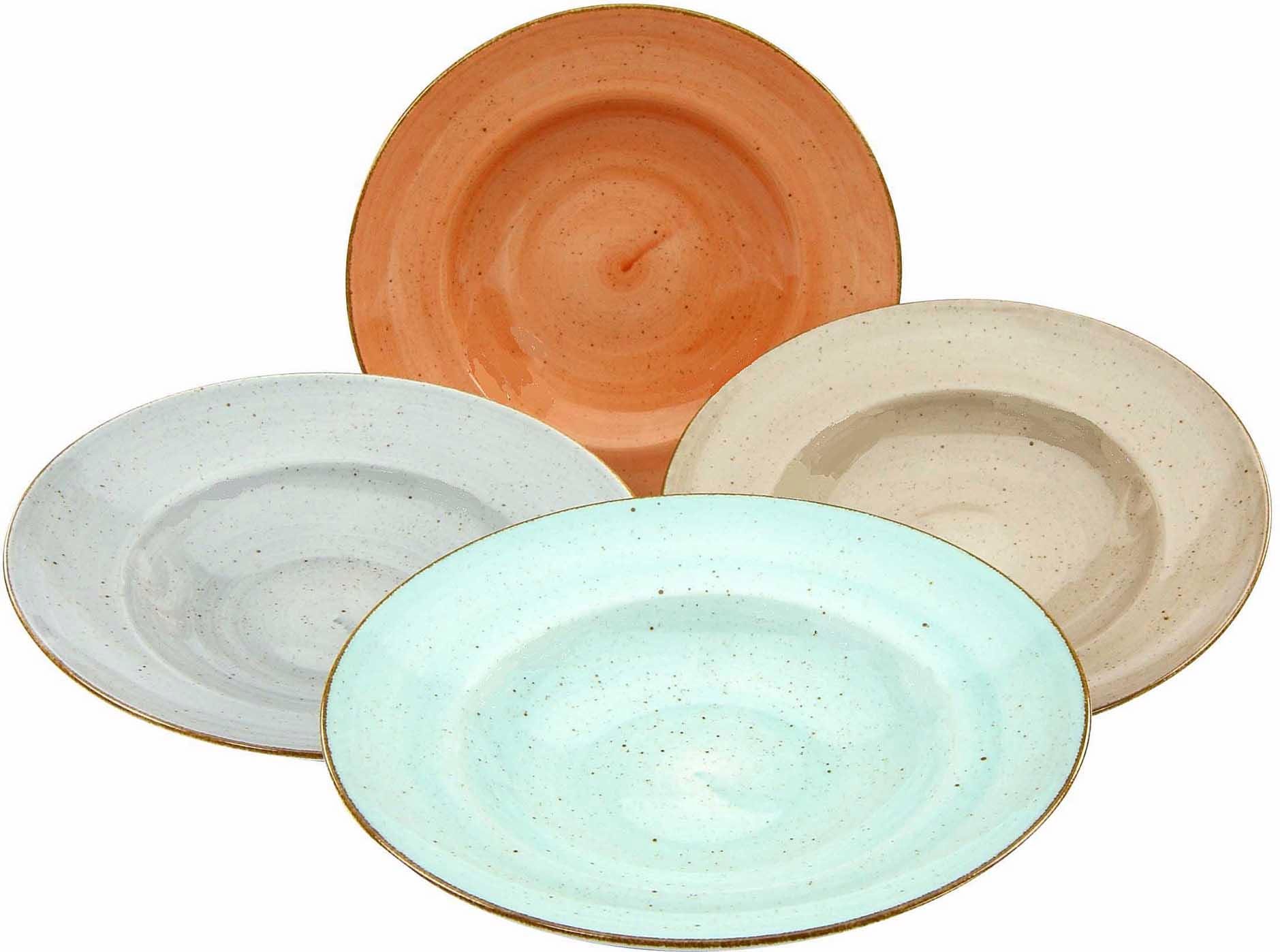 CreaTable Pastateller "Essteller VINTAGE NATURE" Teller Set für 4 Personen, Porzellan
