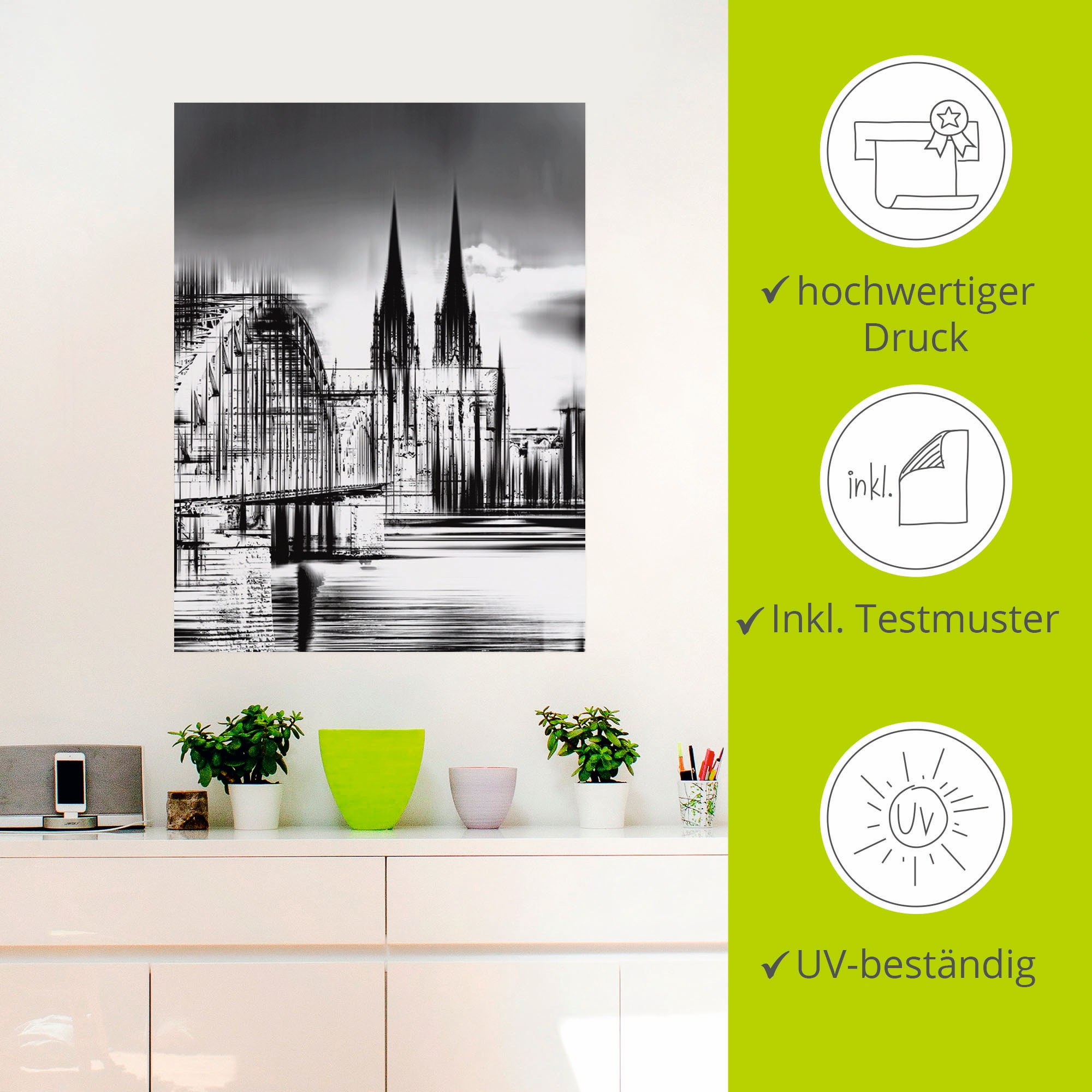 Artland Wandbild »Köln Skyline Collage III«, Deutschland, (1 St.), als Leinwandbild, Poster, Wandaufkleber in verschied. Größen