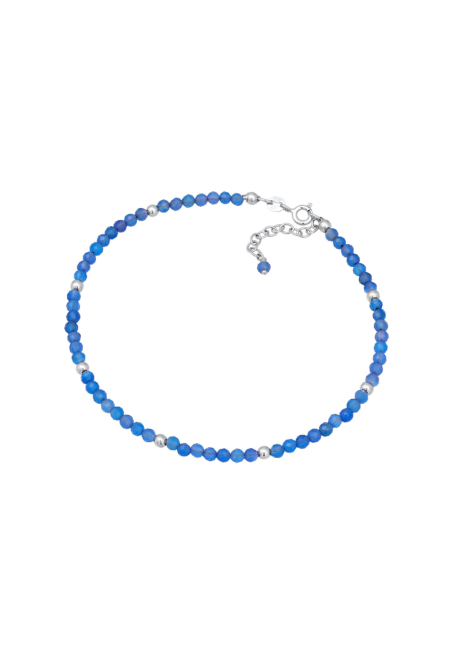 Elli Fußkette »Fußschmuck Achat Perlen Blau Sommer Strand 925 Silber«