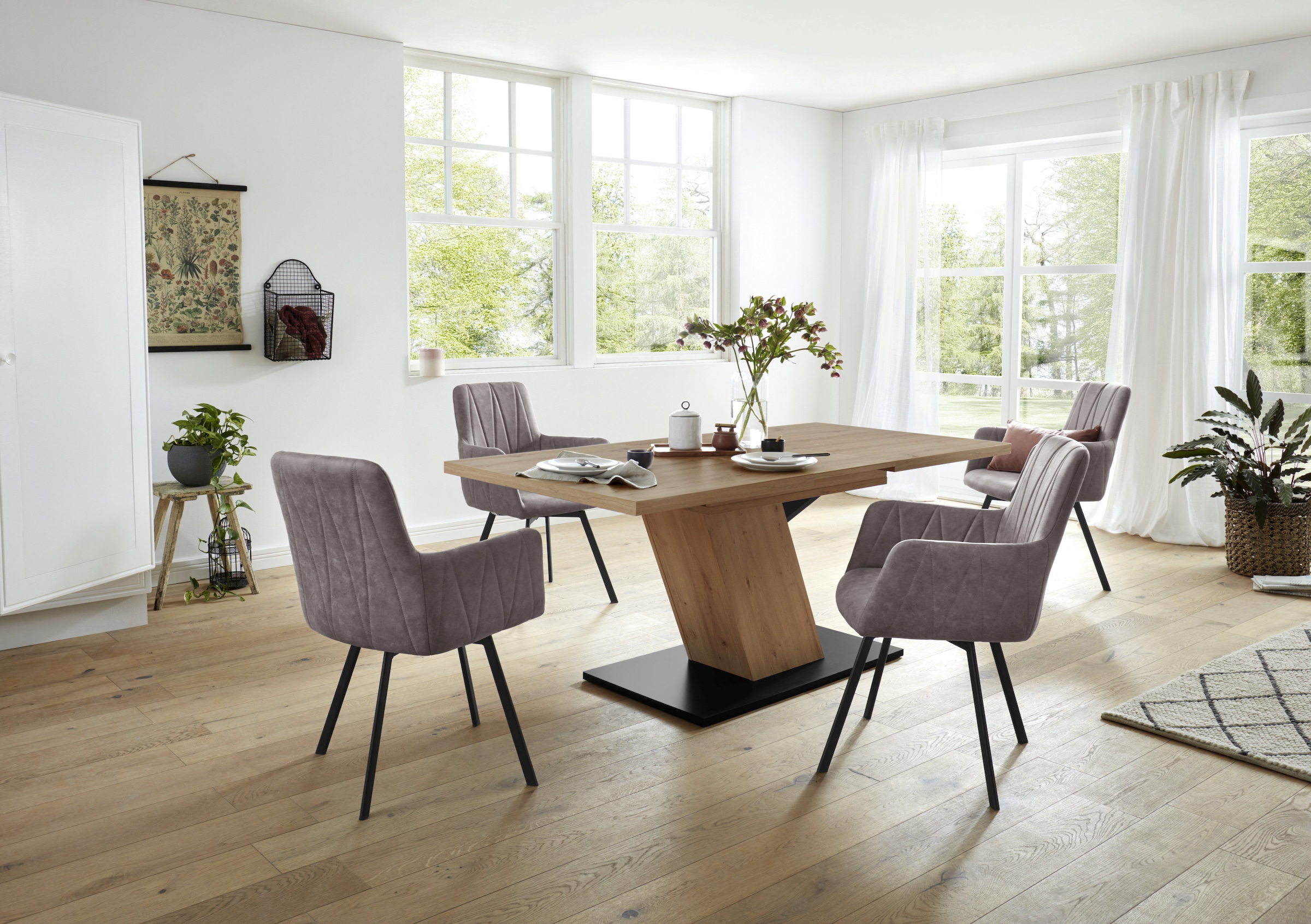 HELA Essgruppe »GESA«, (5 tlg., 1 Tisch / 4 Stühle), Tischplatte  ausziehbar, Stuhl 360 Grad drehbar kaufen | UNIVERSAL