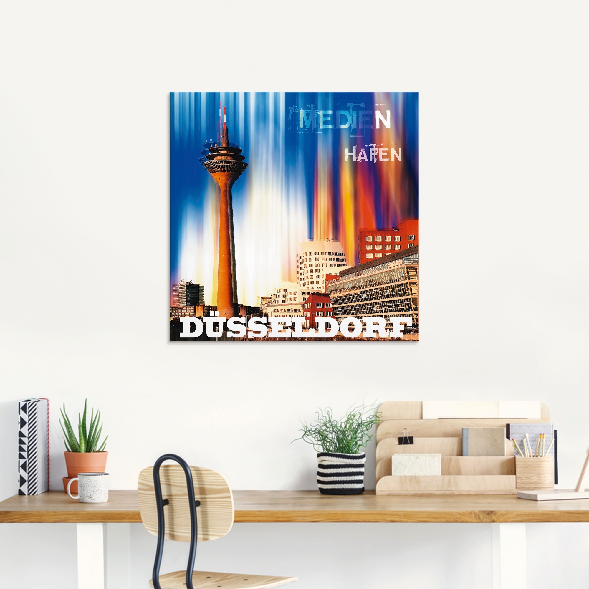 Artland Glasbild »Düsseldorf Skyline Abstrakt 03«, Deutschland, (1 St.), in verschiedenen Größen
