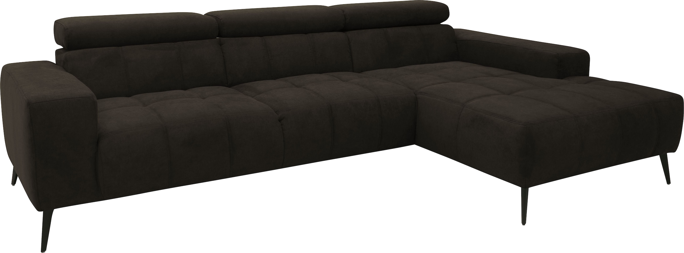 DOMO collection Ecksofa »Trento L-Form, mit Kufenfuß oder Einzelfuß«, wahlweise mit Kopfteilverstellung, Recamiere links/rechts bestellbar