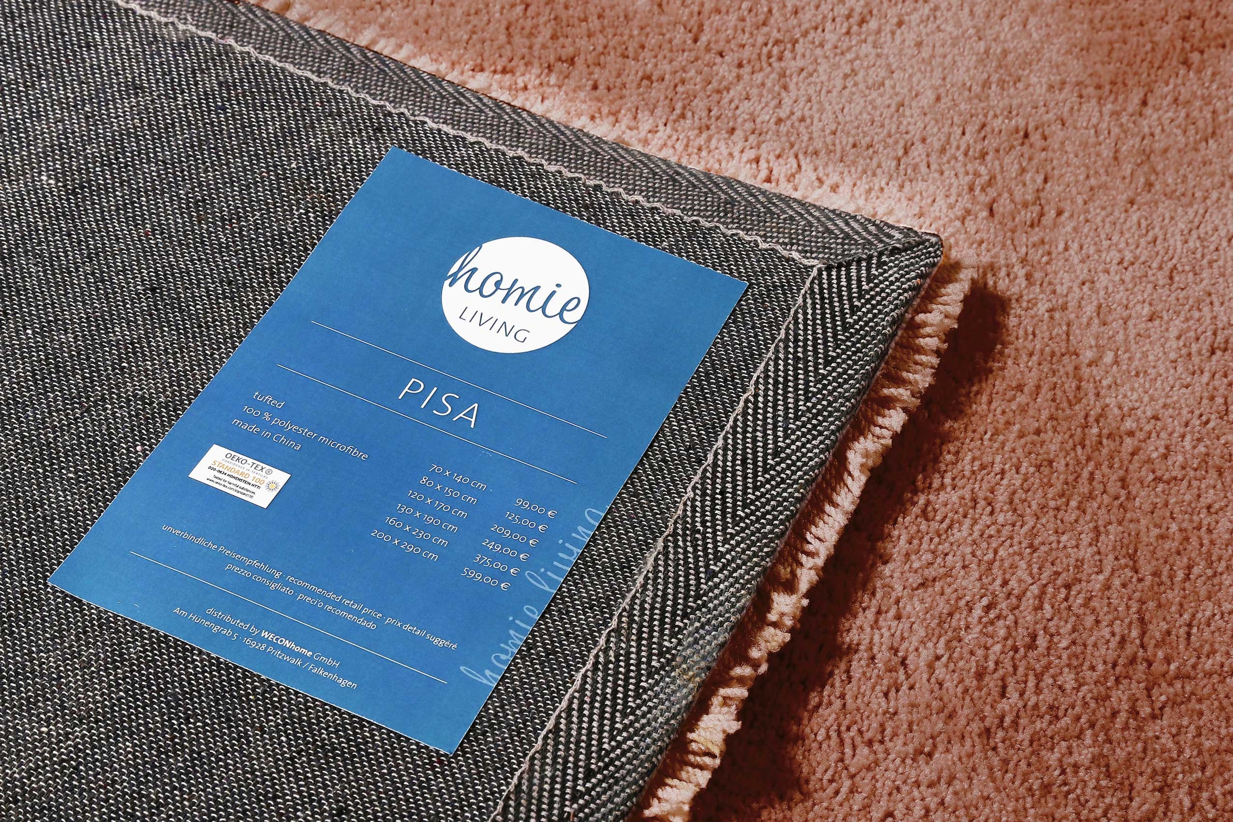 Homie Living Teppich »Pisa«, rund, 25 mm Höhe, Hochflor, Microfaser, uni, weich, Shaggy, Wohnzimmer, Schlafzimmer