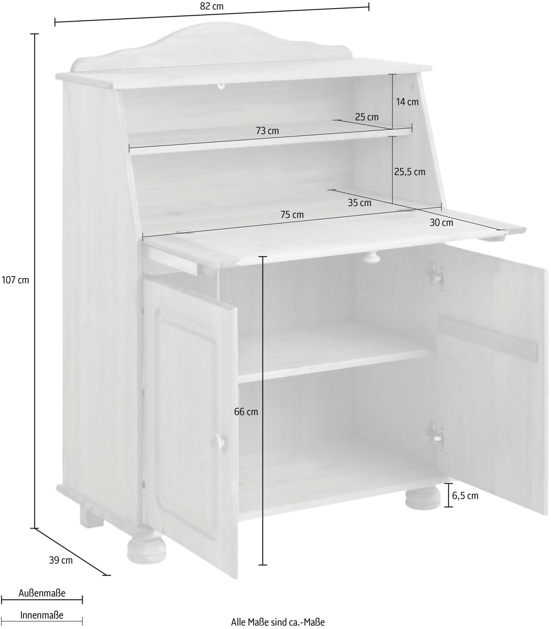 OTTO home Sekretär »Mette, Schreibtisch im Landhausstil,« aus Massivholz, Breite 82 cm