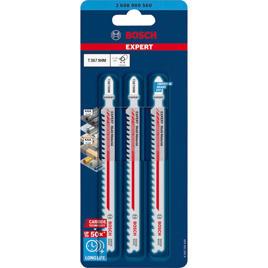 Bosch Professional Stichsägeblatt »EXPERT Multi Material-T 367 XHM«, (Set, 3 St.)