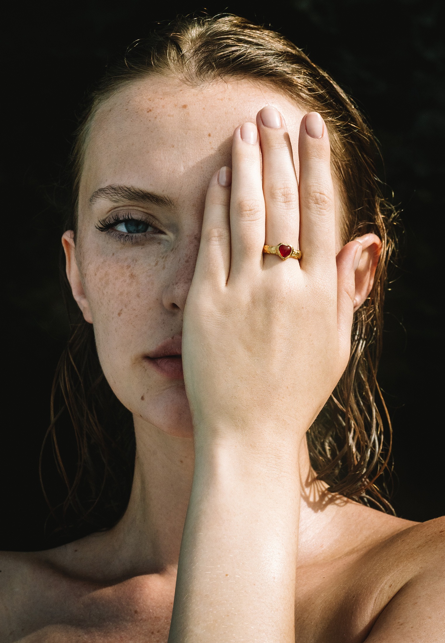 HAZE & GLORY Silberring »Ring Herz Onyx Rot 925 Sterling Silber - Heart Over Heels«