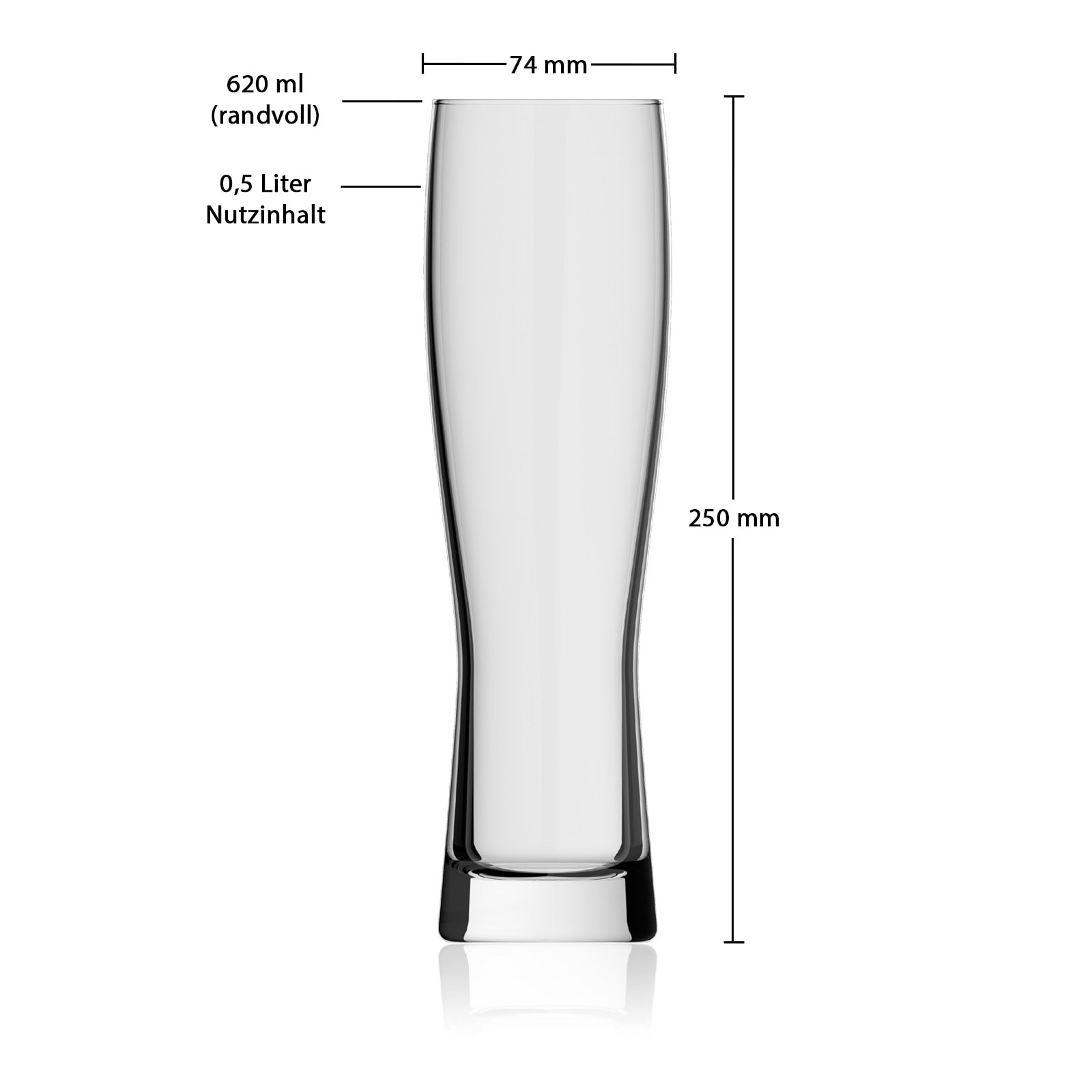 rastal Bierglas »Weizenbiergläser Monaco Slim 0,5 l 6er Set transparent«