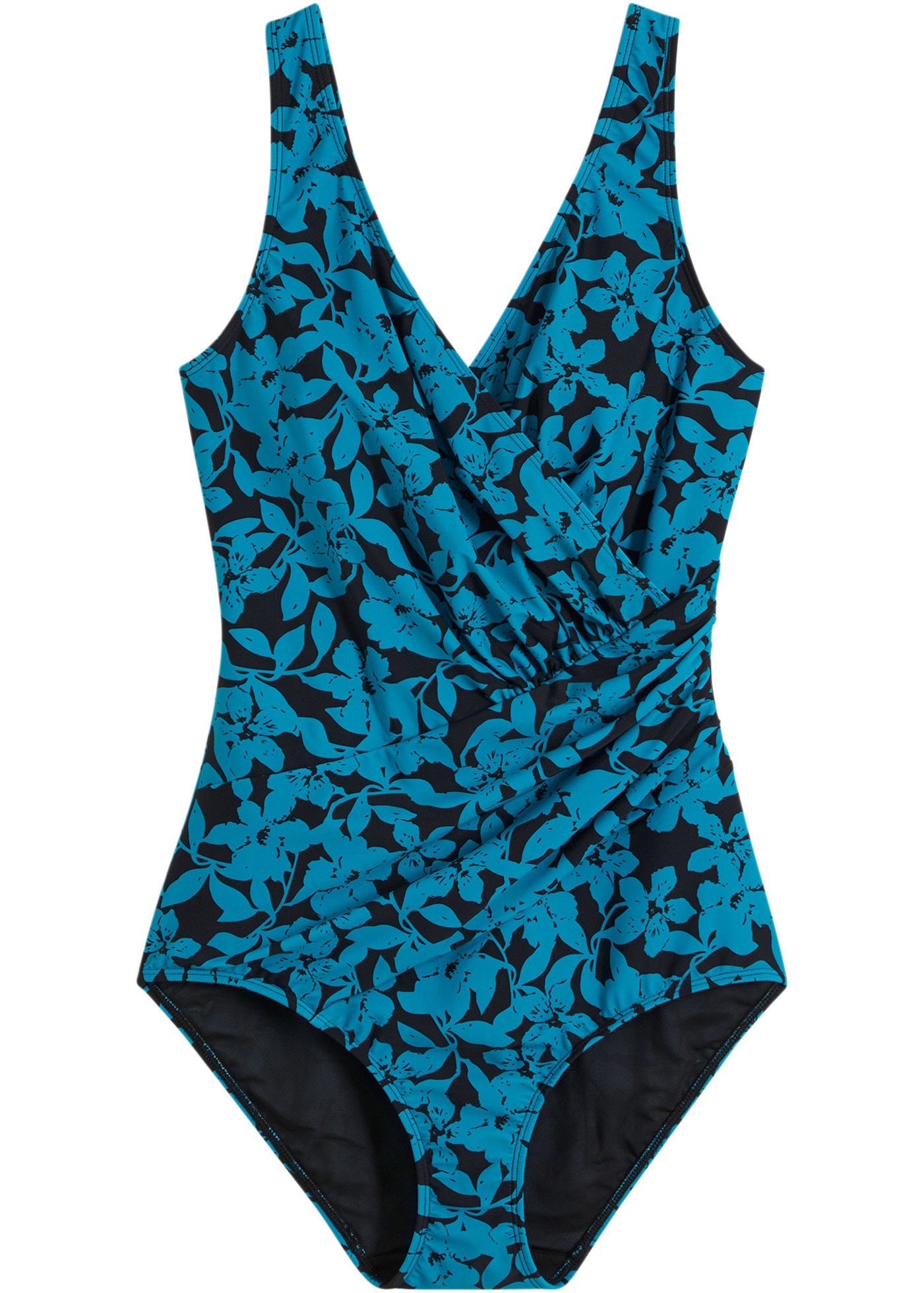 bonprix Badeanzug formende Wickeloptik, elastisches Obermaterial, sportlicher Stil