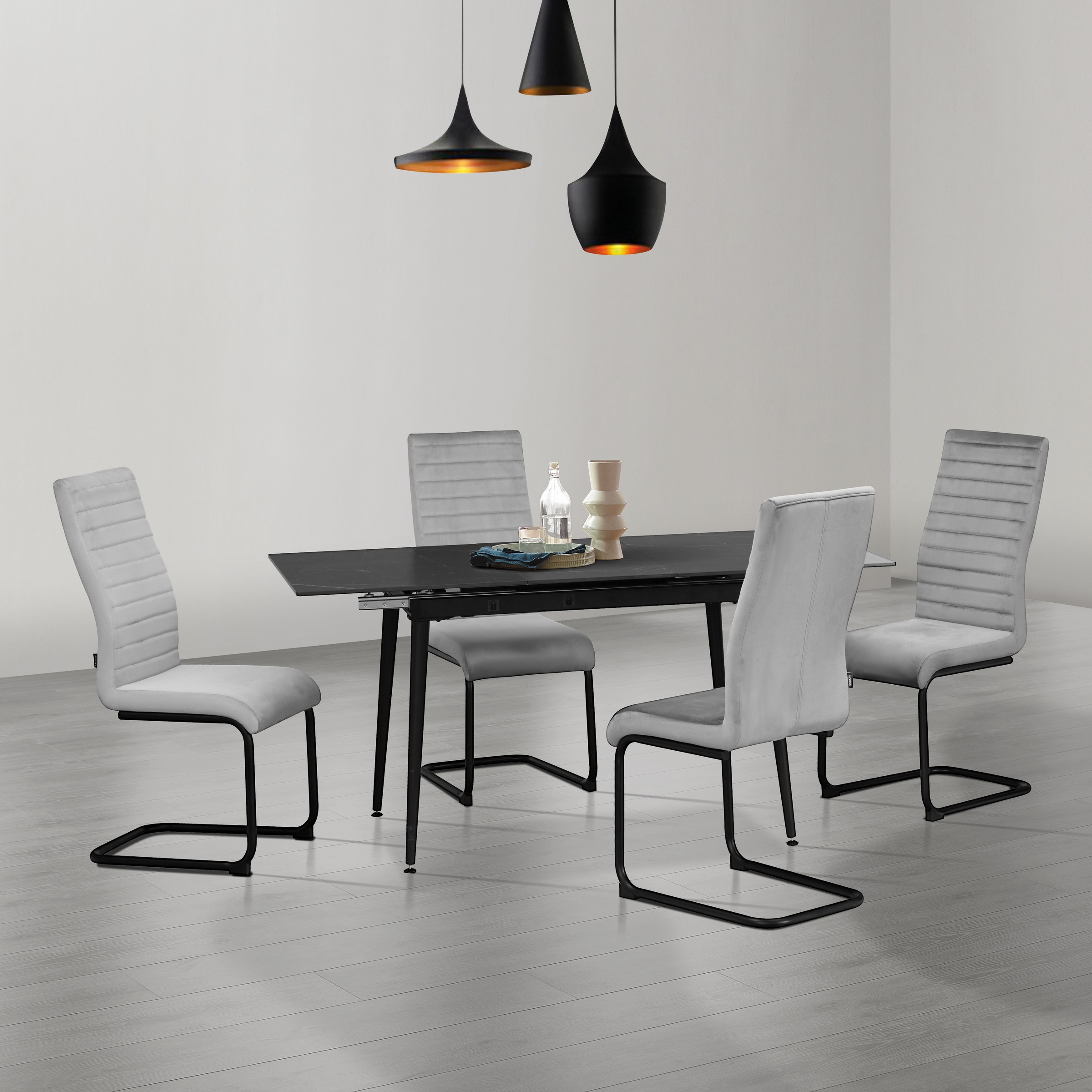 Home affaire Freischwinger »ELBACH, Küchenstuhl, 4-Fuß Stuhl, Freischwinger, OTTOs Choice«, (Set), 2 St., Samtvelours, TOPSELLER!, Polsterstuhl mit Metallgestell, pflegeleichtem Samtvelours