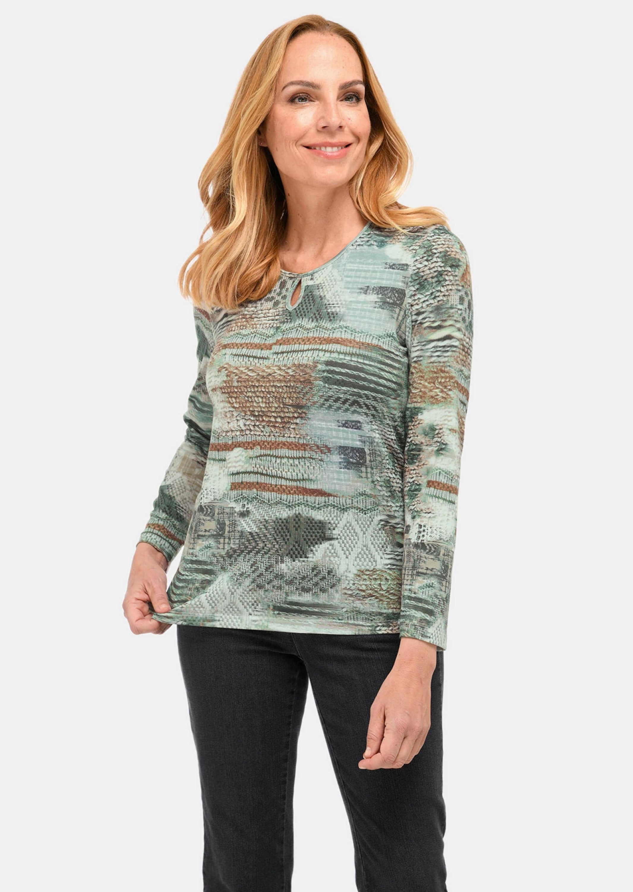 GOLDNER Print-Shirt »Leichtes Druckshirt mit Allover-Design« Druckmix verschiedener Strickstrukturen