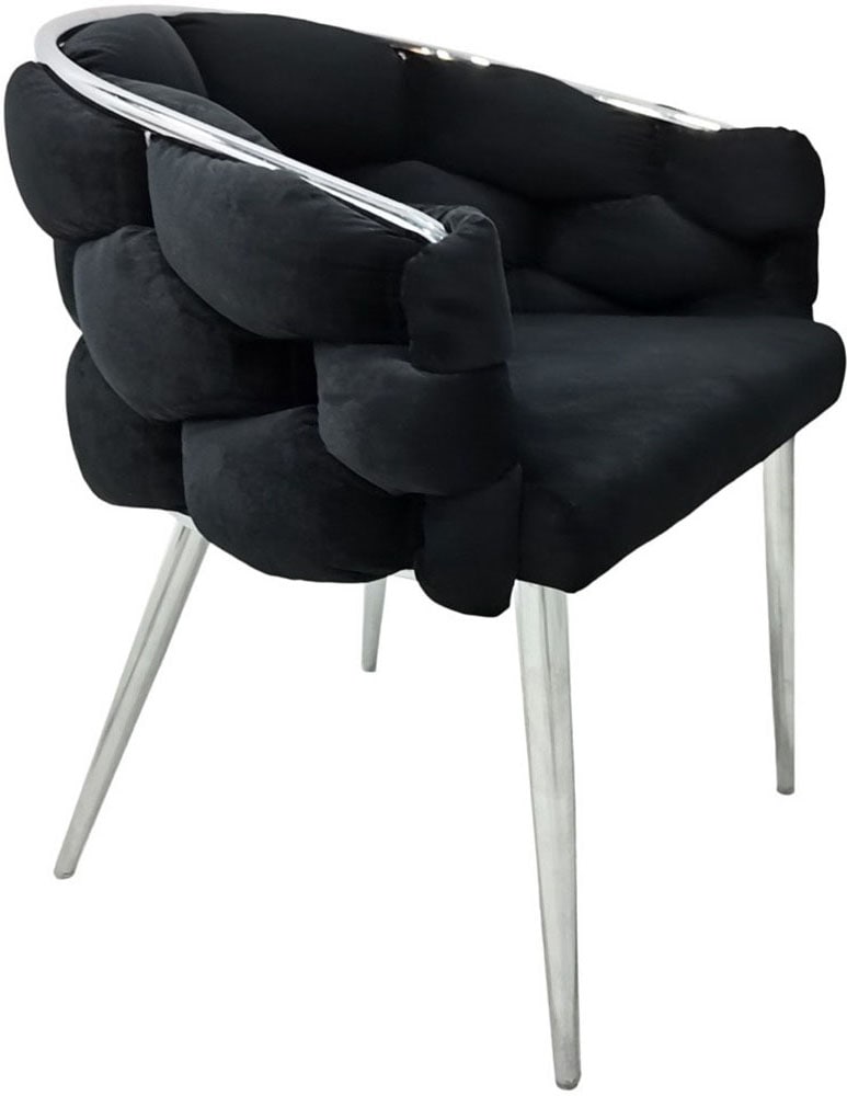 Kayoom Polsterstuhl »Stuhl Grace 125 2er-Set, Gestell aus Eisen, bequem gepolstert«, (Set), 2 St., Graziöses Design, absolutes Eye-Catcher, geflochtener Rücken