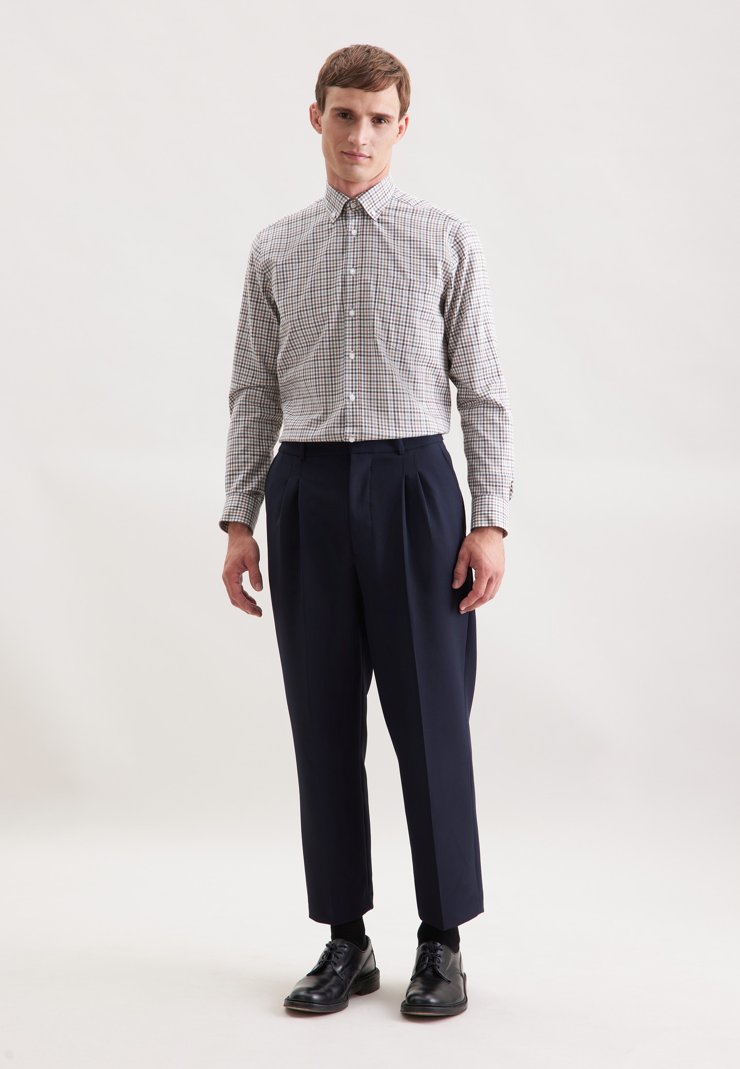 seidensticker Flanellhemd »Schwarze Rose« Regular 1/1 Button-Down-Kragen Karo