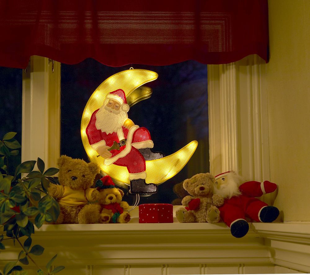 Fensterbild Dioden cm«, XXL weiße LED ca. Garantie | Fensterbild KONSTSMIDE im 39,5 »LED 20 warm Höhe Mond, Weihnachtsmann 3 Jahren mit online kaufen