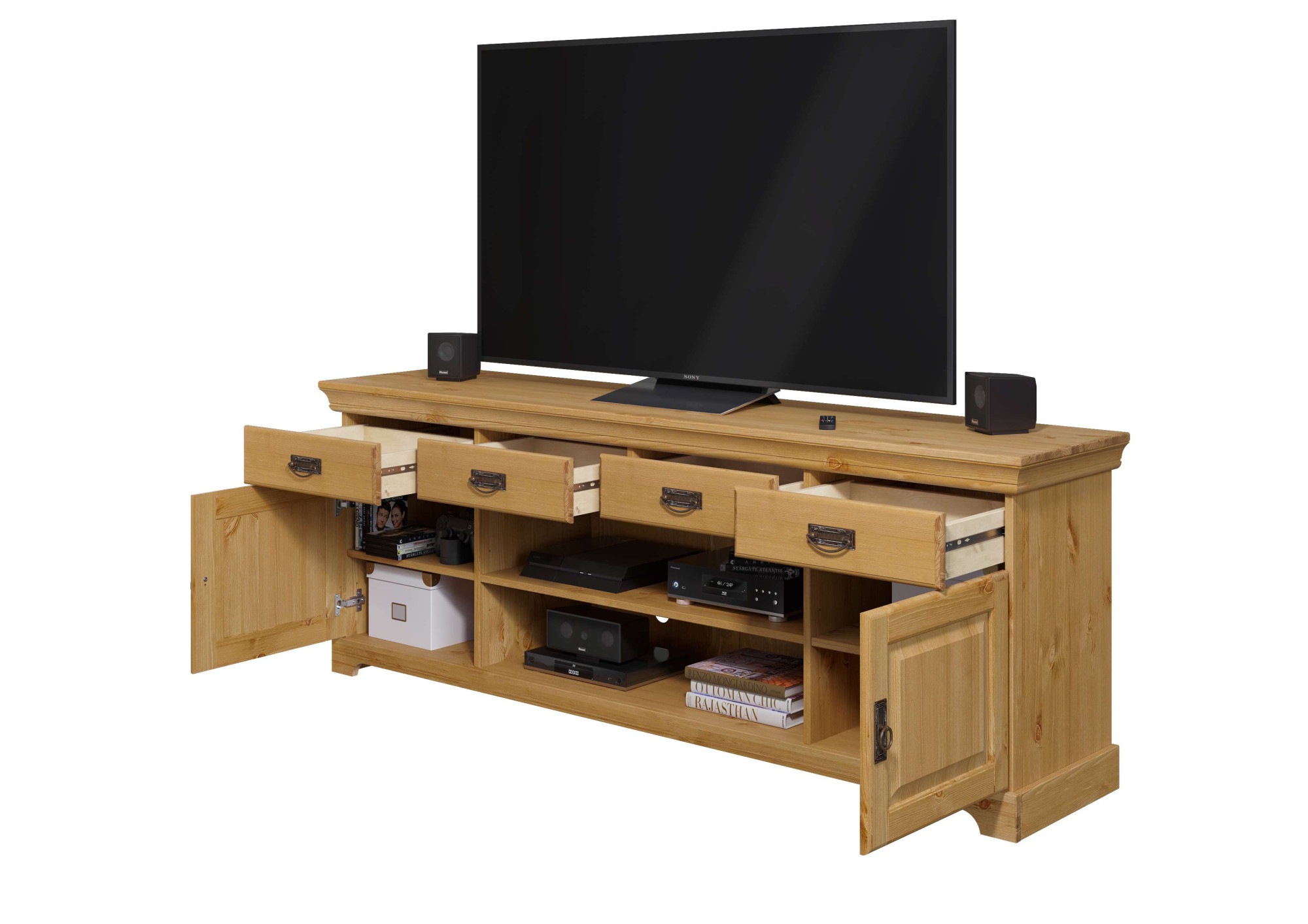 Home affaire TV-Board »Rügen«, zertifiziertes Massivholz, Breite 180 cm, im Landhausstil
