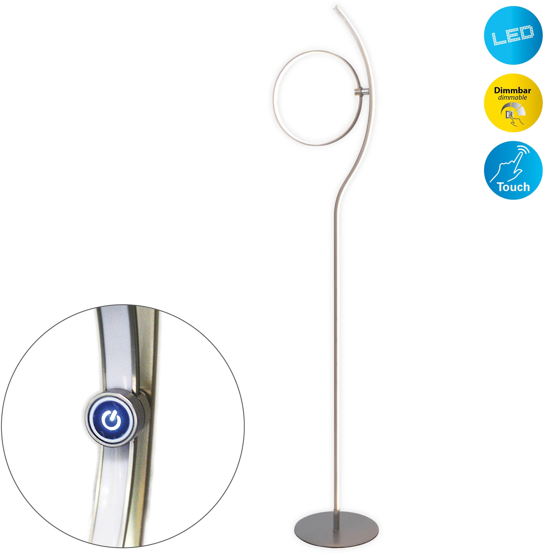 LED Stehlampe »"Loop Line"«, Dimmbar in 3 Stufen per Touch-Dimmer; Inkl. Stecker-Netzteil