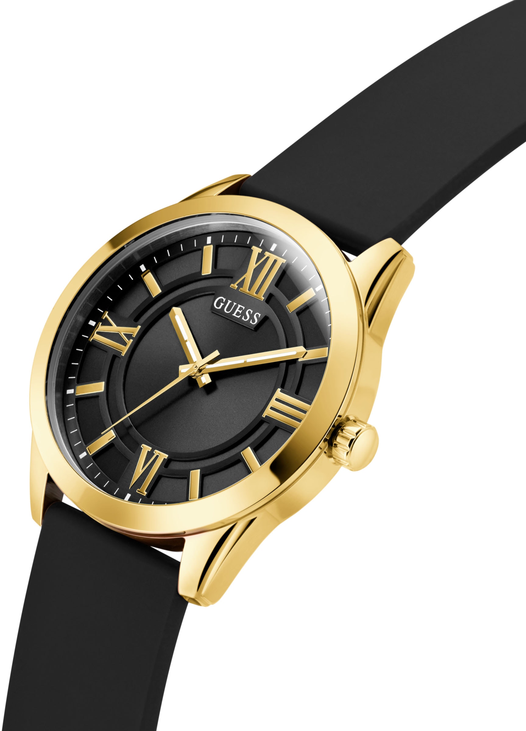 Guess Quarzuhr »ELLIOT« Armbanduhr, Herrenuhr, Silikonarmband, analog