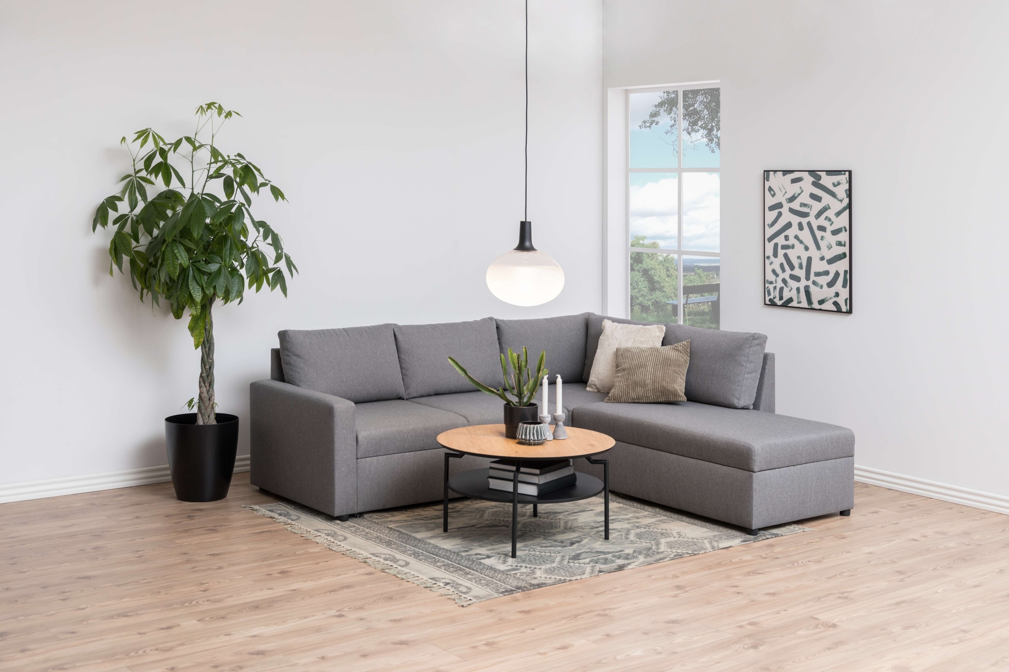 ACTONA GROUP Couchtisch »Goldington Beistelltisch, Kaffetisch«, Sofatisch, rund, dekorativem Rahmen, 1 Ablage, T: 80 cm