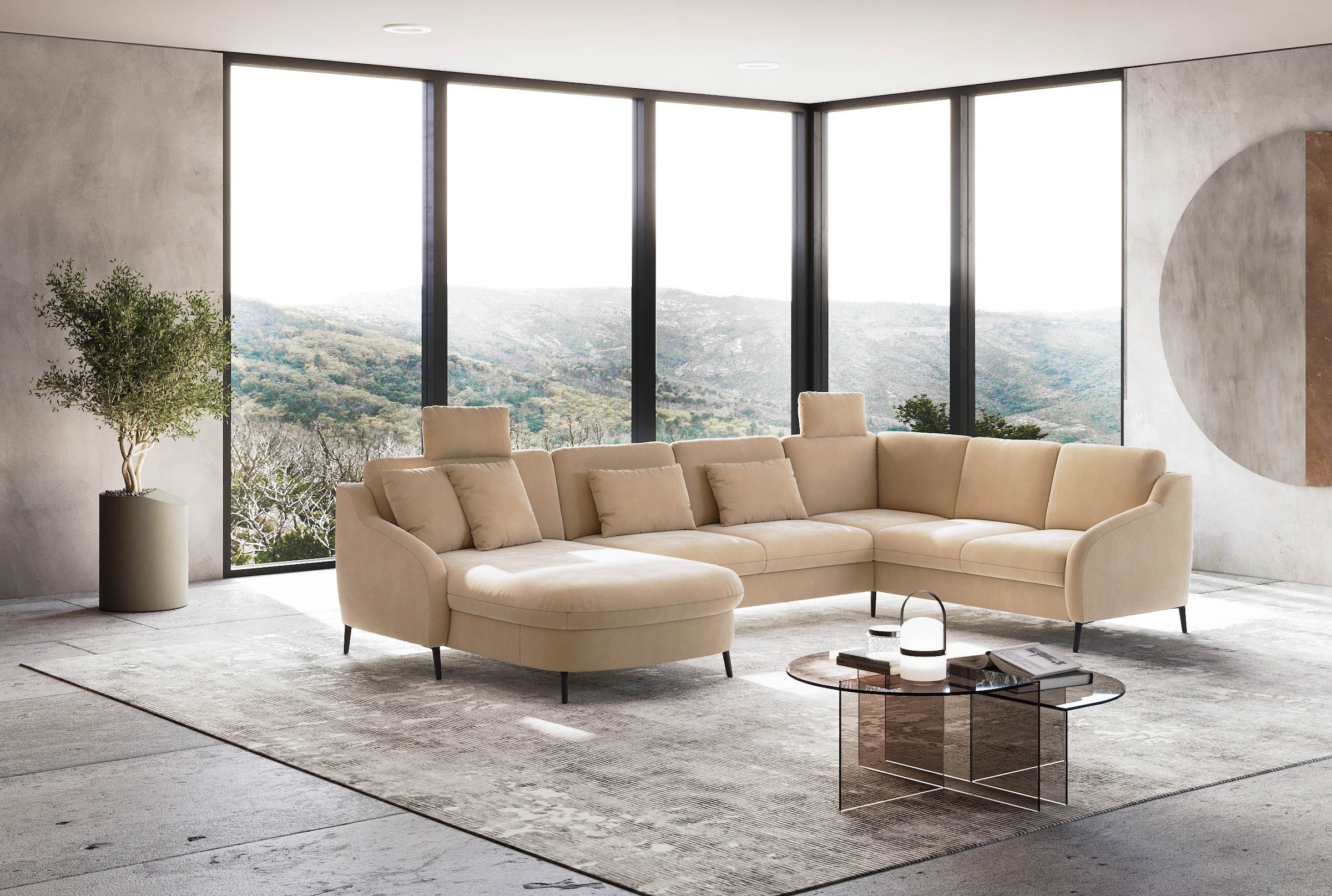 sit&more Wohnlandschaft »Soul U-Form« wahlweise mit Bettfunktion und Bettkasten oder Schubkasten