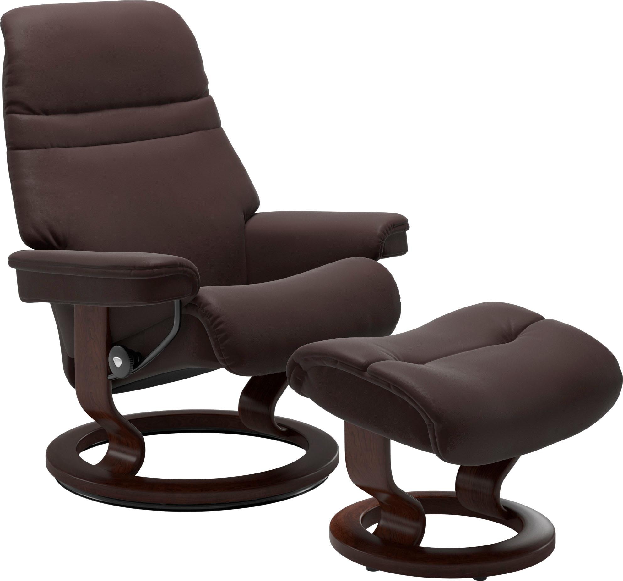 Stressless® Relaxsessel »Sunrise«, (Set, Relaxsessel mit Hocker), mit Classic Base, Größe L, Gestell Braun