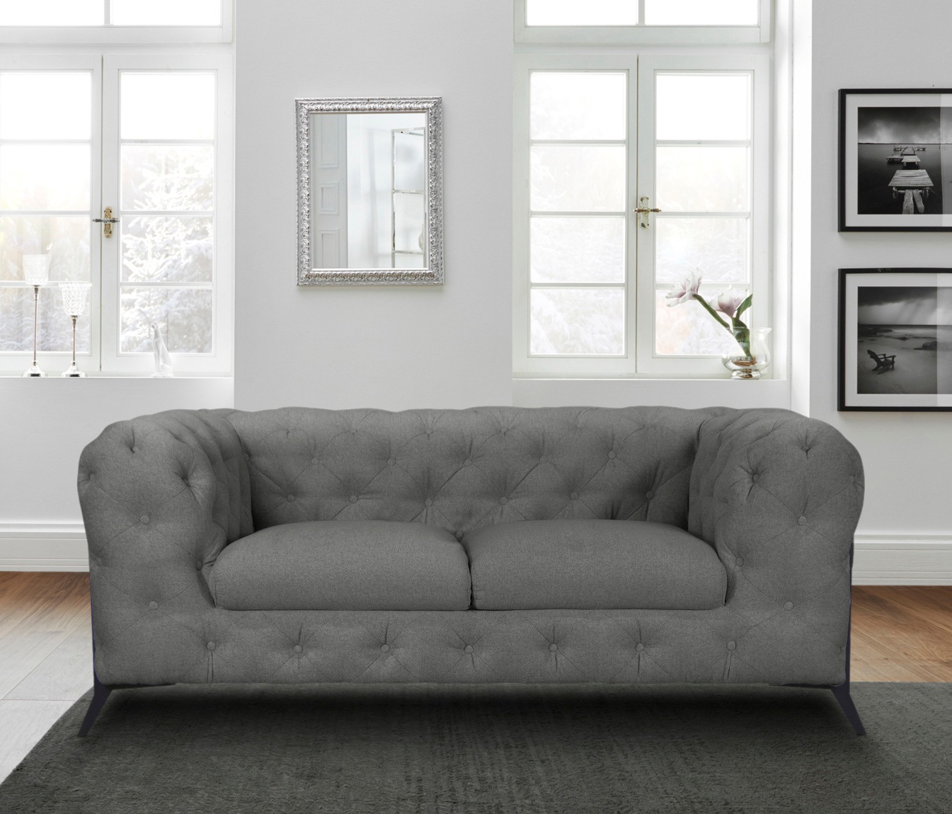 Leonique Chesterfield-Sofa »Amaury«, aufwändige Knopfheftung, moderne Chesterfield Optik, Fußfarbe wählbar