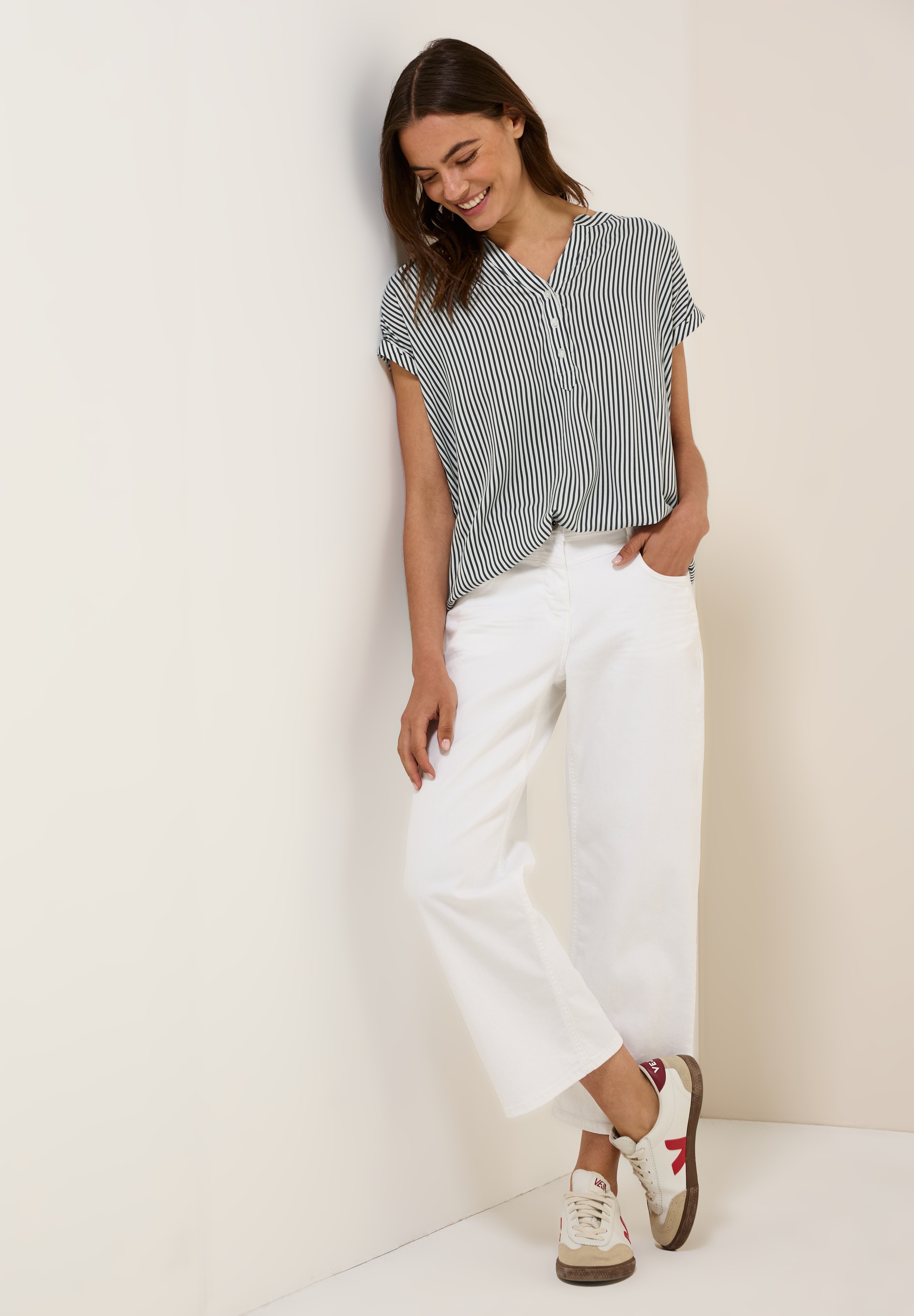 Cecil Kurzarmbluse, im Streifen-Look