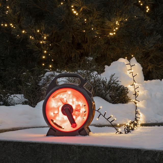 KONSTSMIDE LED-Lichterkette »Weihnachtsdeko aussen«, 400 St.-flammig, Micro  LED Compactlights mit Kabelaufroller, schwarz-rot, 400 Dioden auf Raten  kaufen