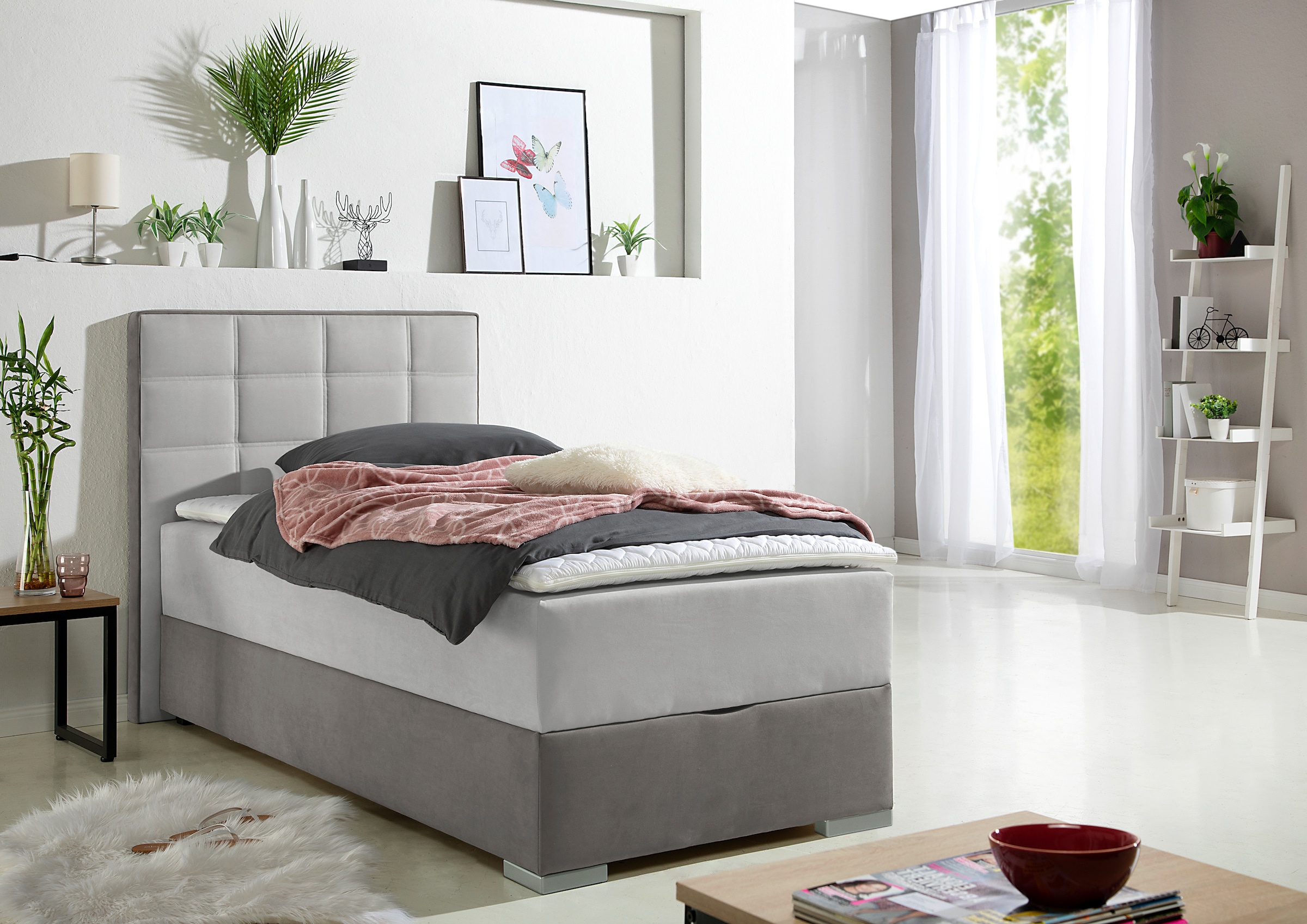 Maintal Boxspringbett mit Bettkasten und Topper