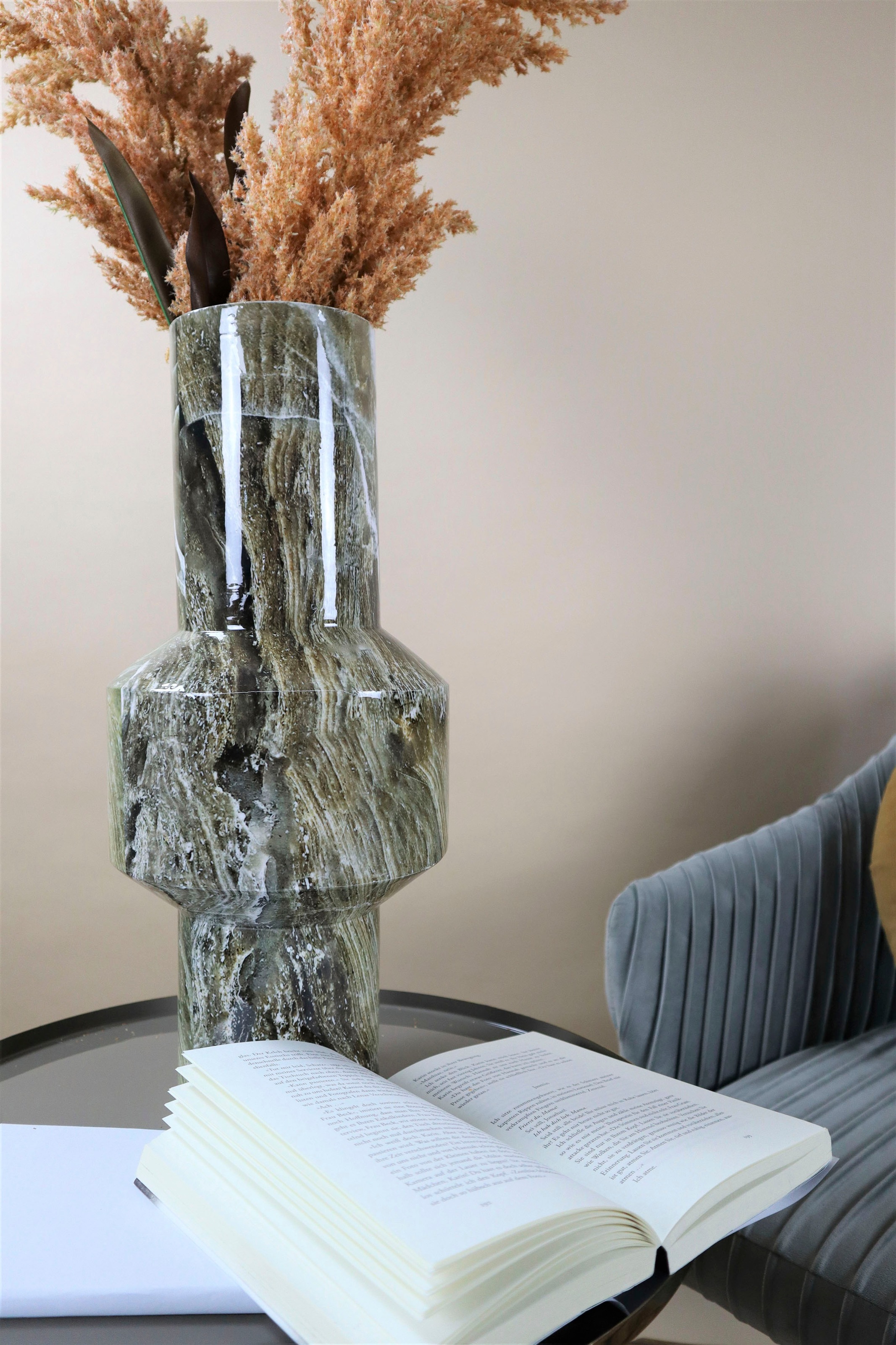 AM Design Tischvase »Marmoroptik«, (1 St.), Dekovase aus Metall, Höhe ca. 45 cm