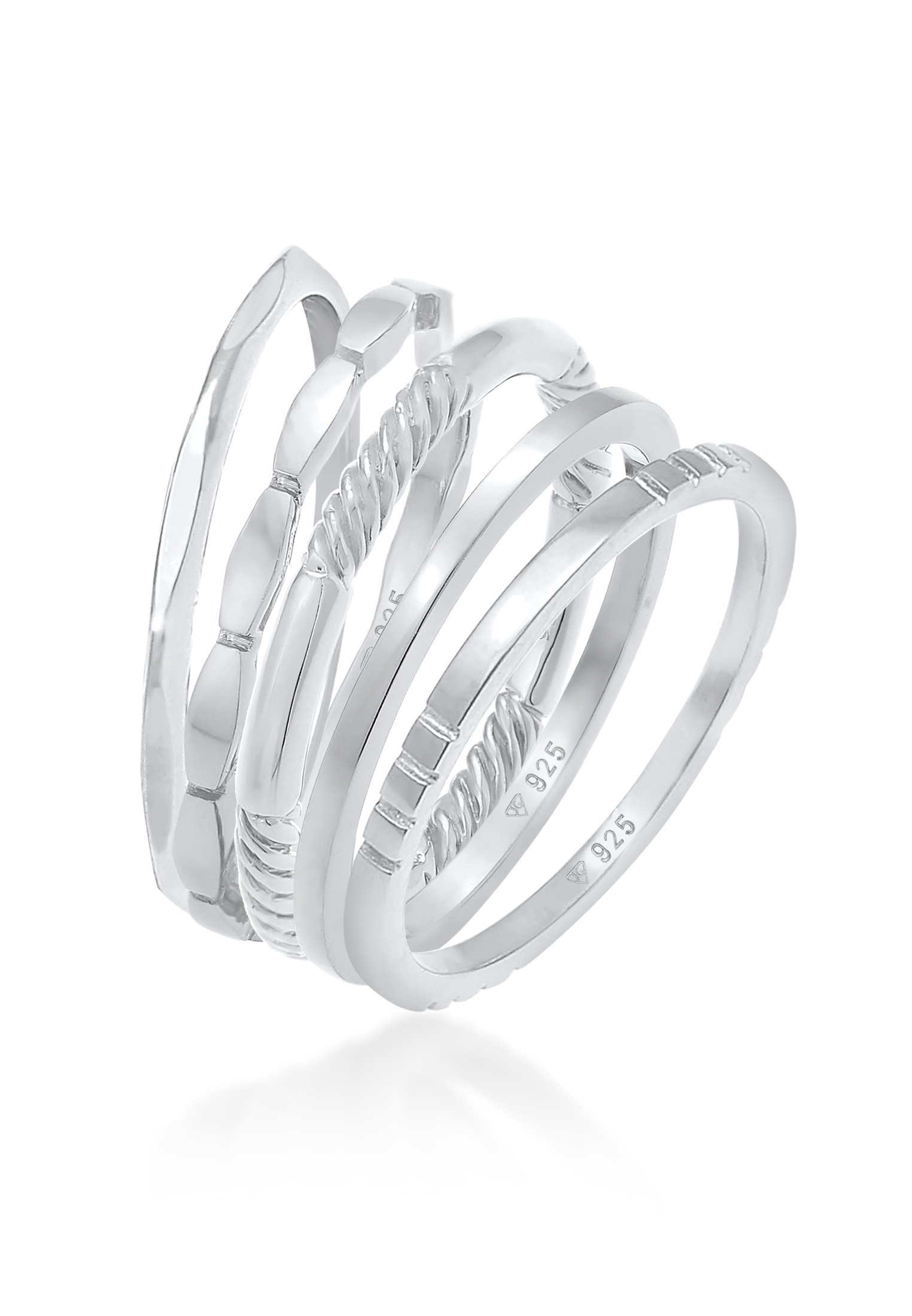Elli Ring-Set »Ring Stapelringe Stacking Bandringe 5er Set 925 Silber«
