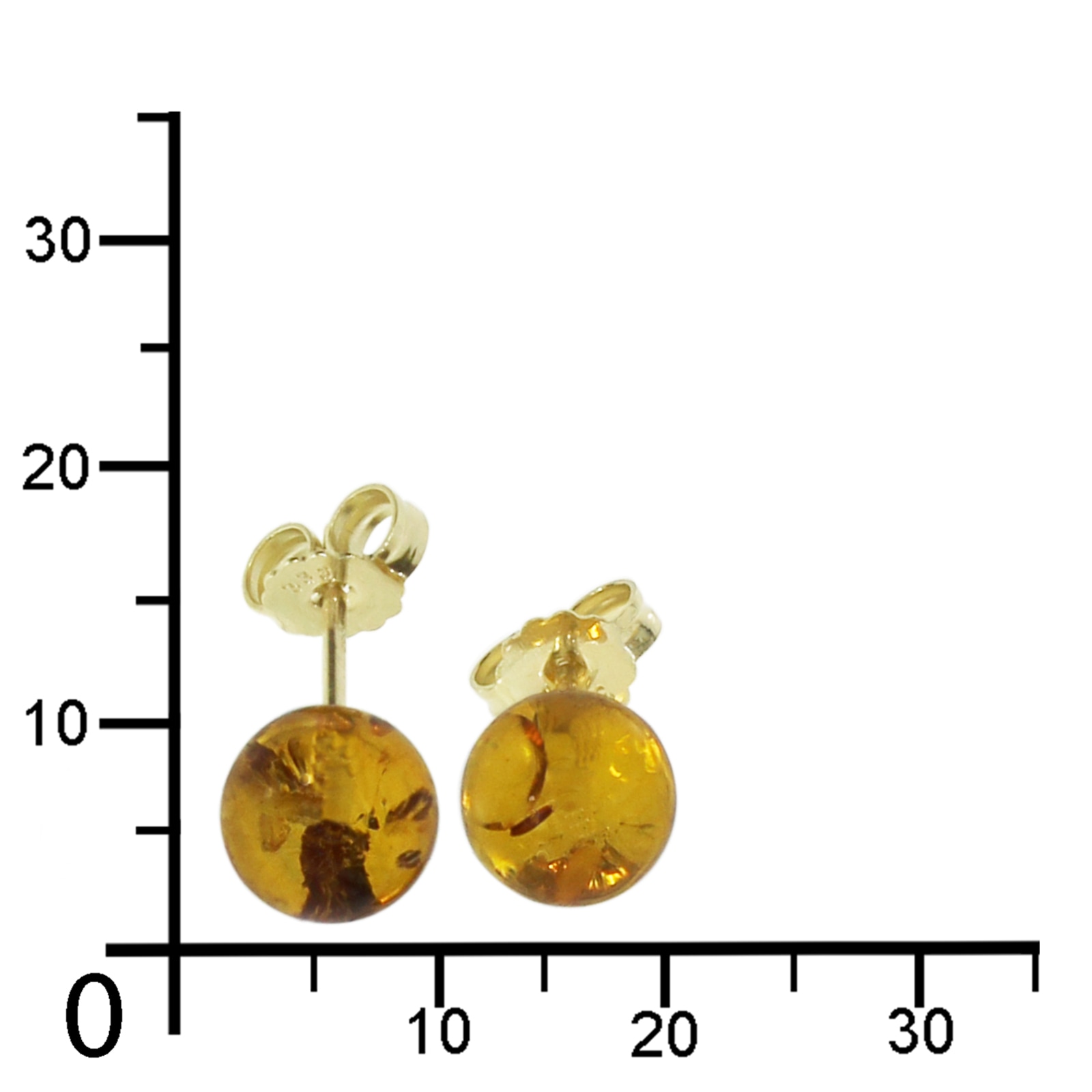 OSTSEE-SCHMUCK Paar Ohrstecker »- Kugel 8 mm - Gold 333/000 - Bernstein«