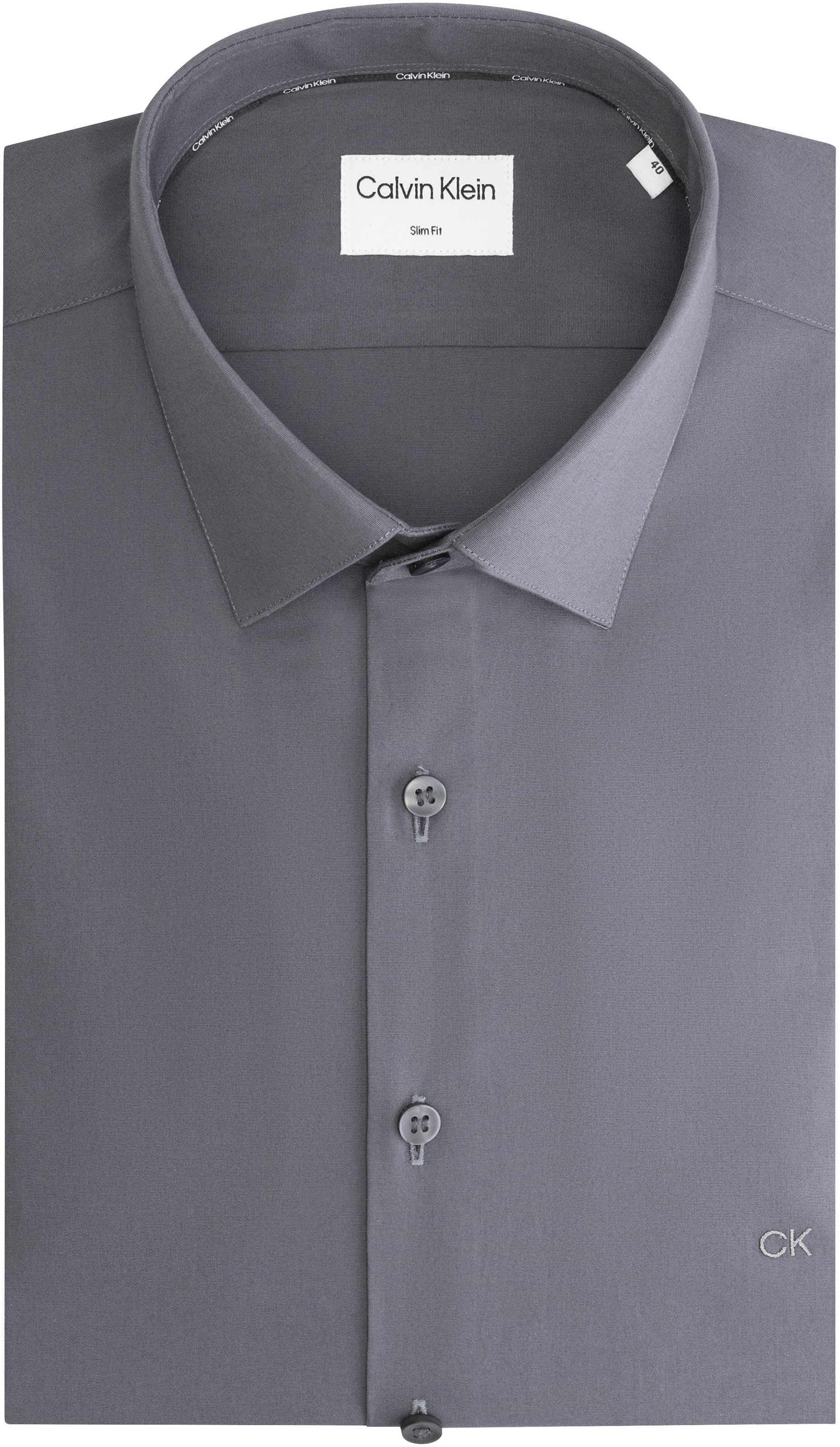 Calvin Klein Businesshemd »POPLIN STRETCH SLIM SHIRT«, mit Kentkragen, Logoprint auf Brusthöhe