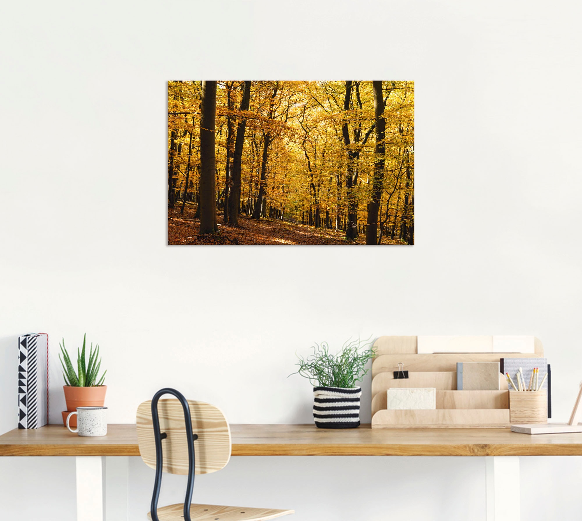 Artland Wandbild »Spaziergang im Herbstwald«, Wald, (1 St.), als Alubild, Outdoorbild, Leinwandbild, Poster in verschied. Größen