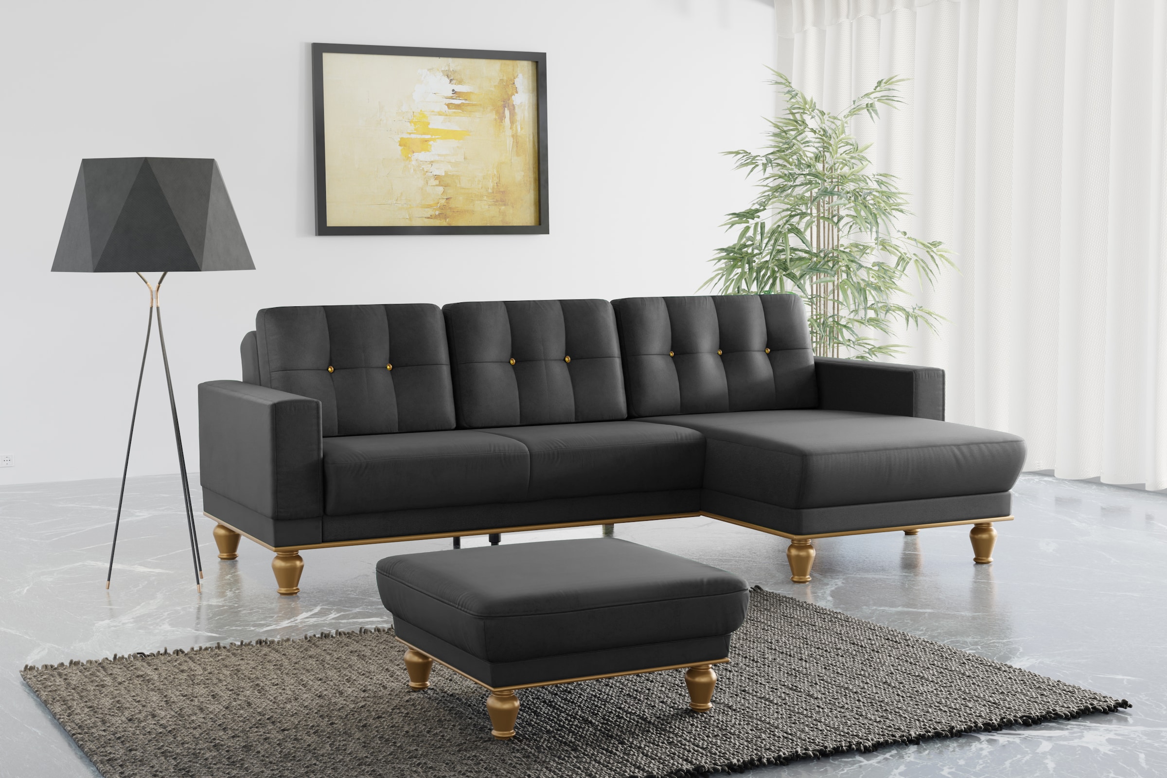 sit&more Ecksofa »Orient 5 L-Form« mit Strass-Stein, wahlweise mit Bettfunktion und Bettkasten