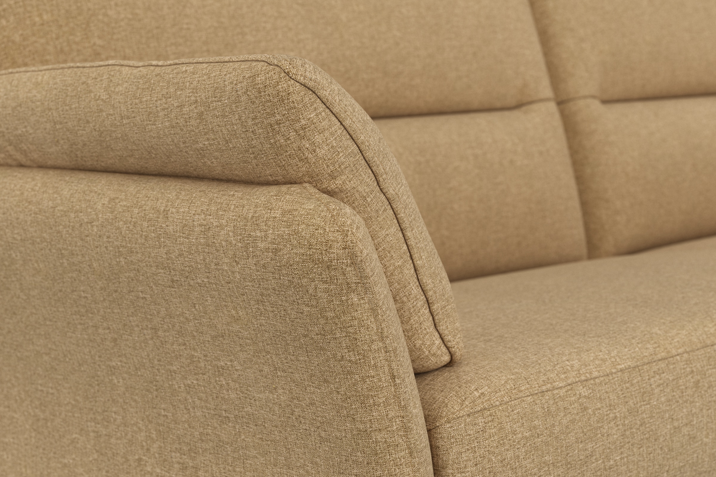 DOMO collection 2,5-Sitzer »Pina, schmale Armlehnen, mit Federkern, kompakt & elegant« Hoher Sitzkomfort, Feinstruktur, beige, Breite 199 cm