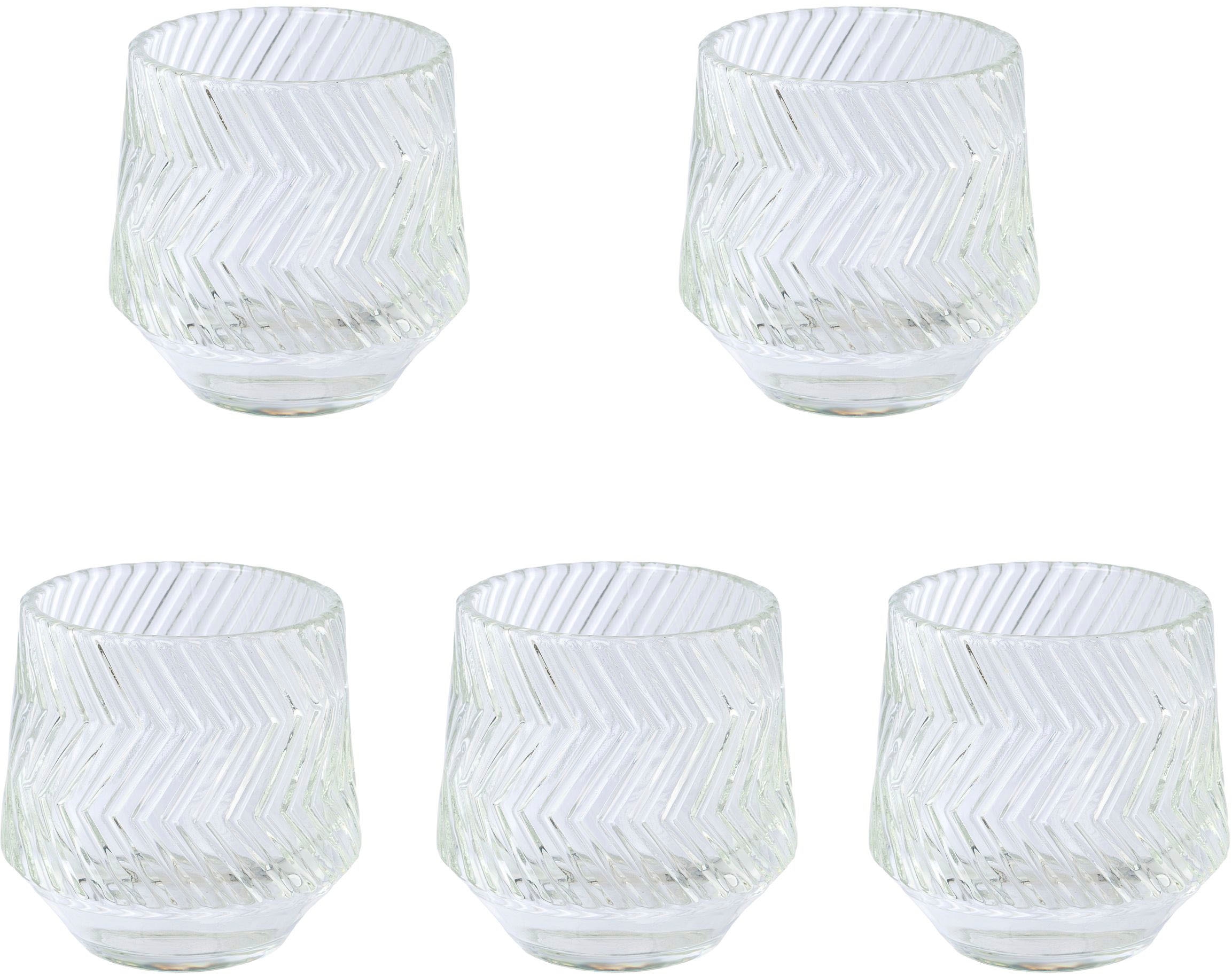 Creativ home Windlicht 3 Oberfläche (Set, online Teelichthalter aus Garantie XXL mit mit | kaufen St.), »Kerzenhalter geschliffener 5 Jahren Glas, Relief«