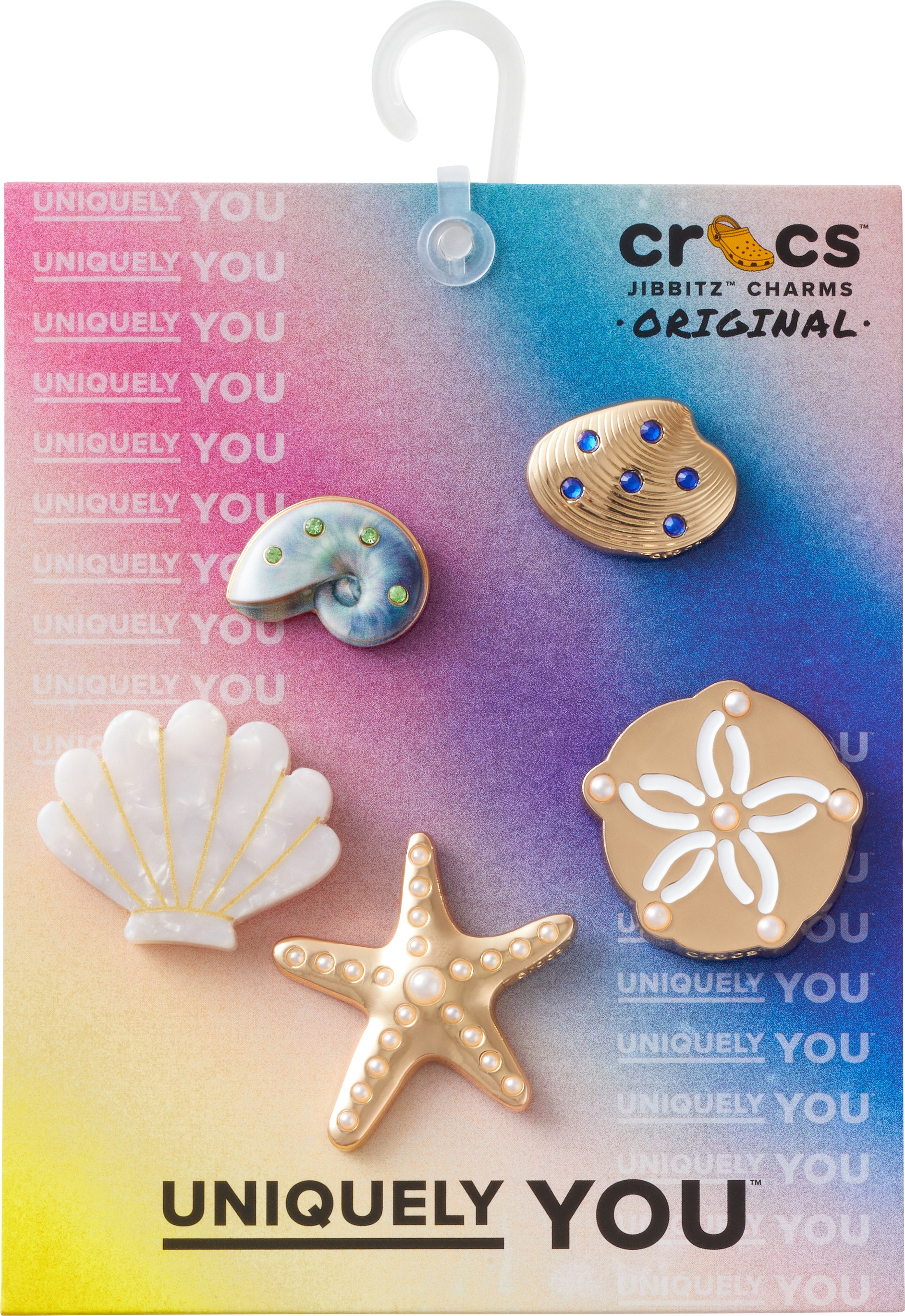 Crocs Schuhanstecker »Jibbitz™ Gold Seashell« Set, Kein Spielzeug. Nicht für Kinder unter 3 Jahren geeignet, 5 Stk. tlg. , Charm, Anstecker für Crocs Schuhe