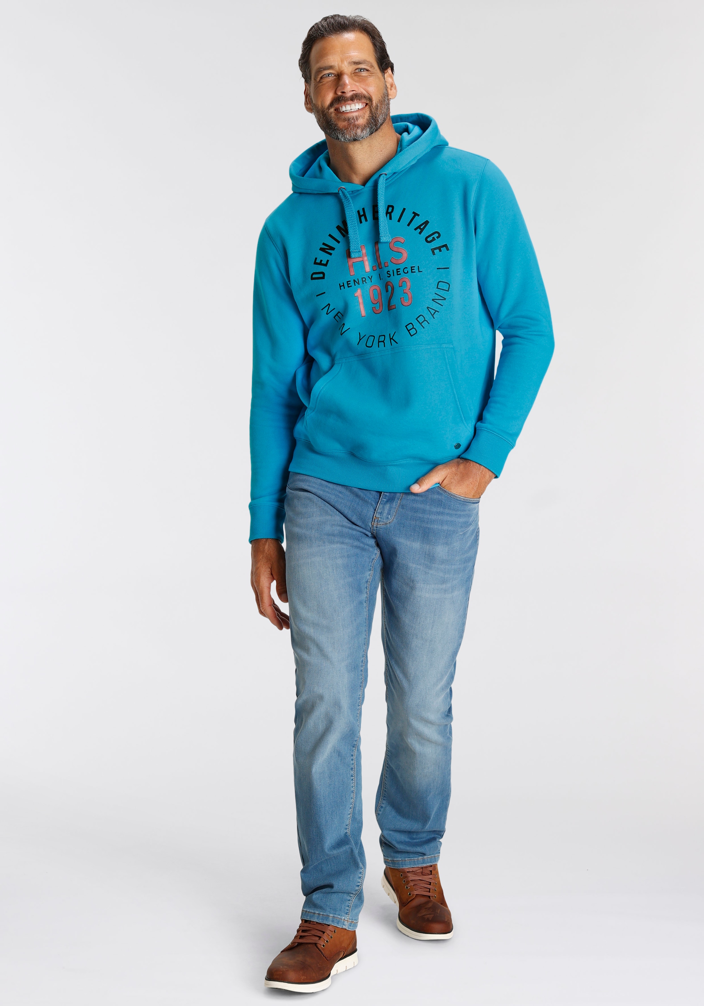 H.I.S Kapuzensweatshirt, Langarm, lässige Passform, mit Kängurutasche