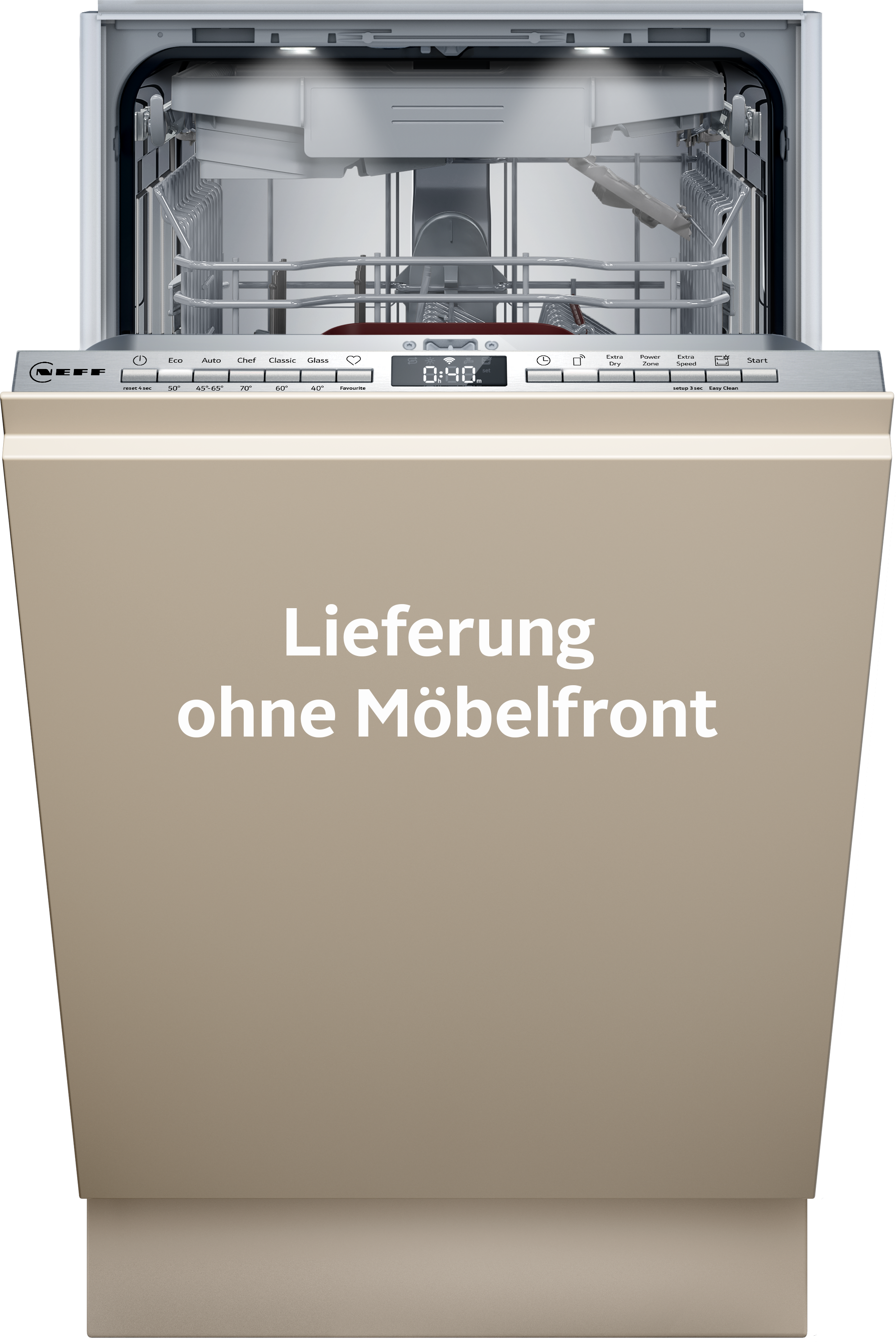 NEFF vollintegrierbarer Geschirrspüler N 50 "S855EMX34E" 10 tlg. Maßgedecke Automatische Türöffnung für Effizienz, flexible Körbe & Schubladen