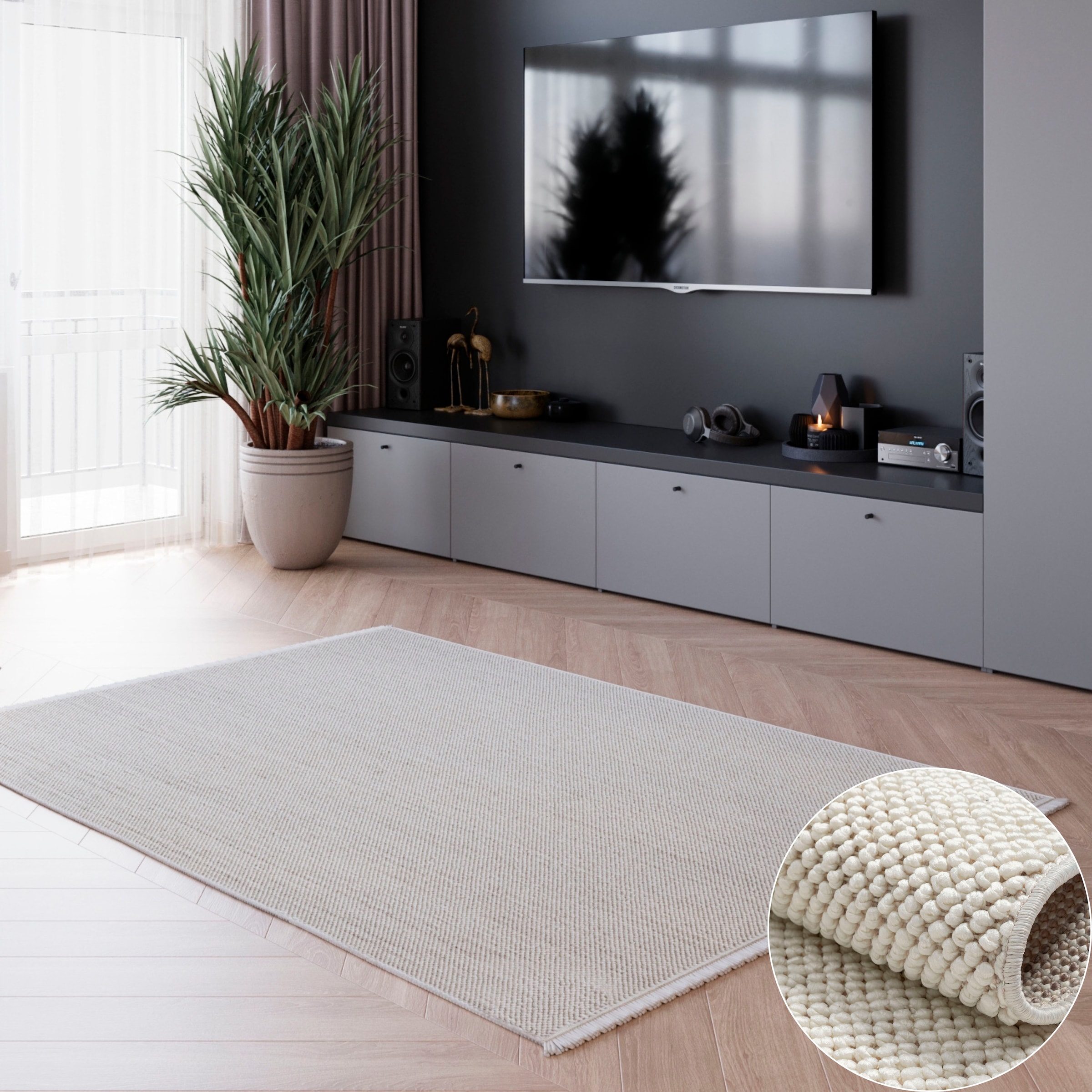 OTTO home Teppich »Vals« rechteckig 7 mm Höhe Uni Farben, meliert, Sisal-Optik, auch in rund erhältlich, mit Fransen