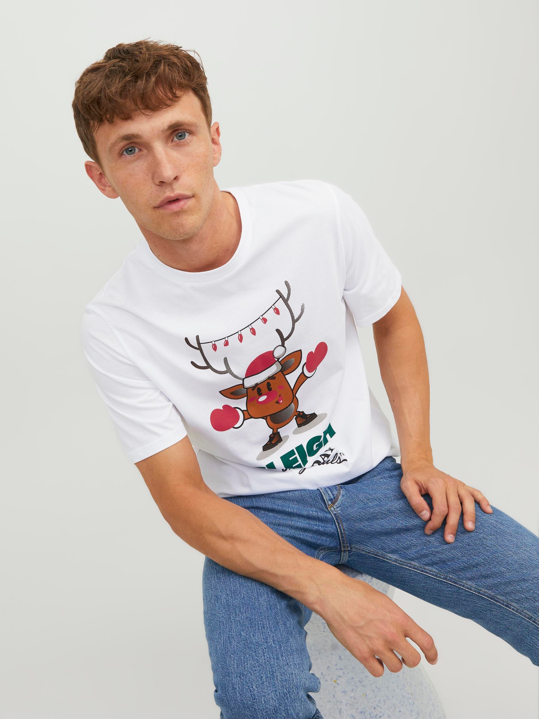 Jack & Jones Rundhalsshirt »JORXMAS TEE SS CREW NECK«