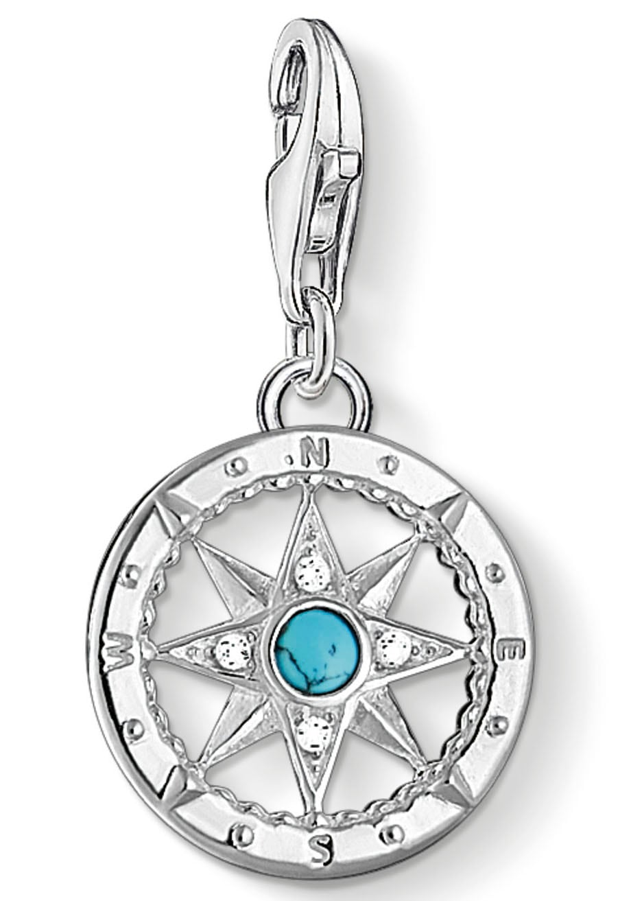 THOMAS SABO Charm-Einhänger »Kompass, 1228-405-17«, mit Zirkonia (synth.), Farbstein-Imitat
