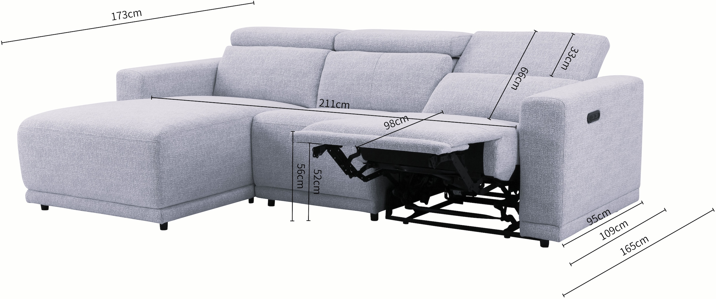 OTTO home Ecksofa »LEOO« mit USB A/C-Anschluss. Federkern, verstellbaren Kopfstützen, Webstoff