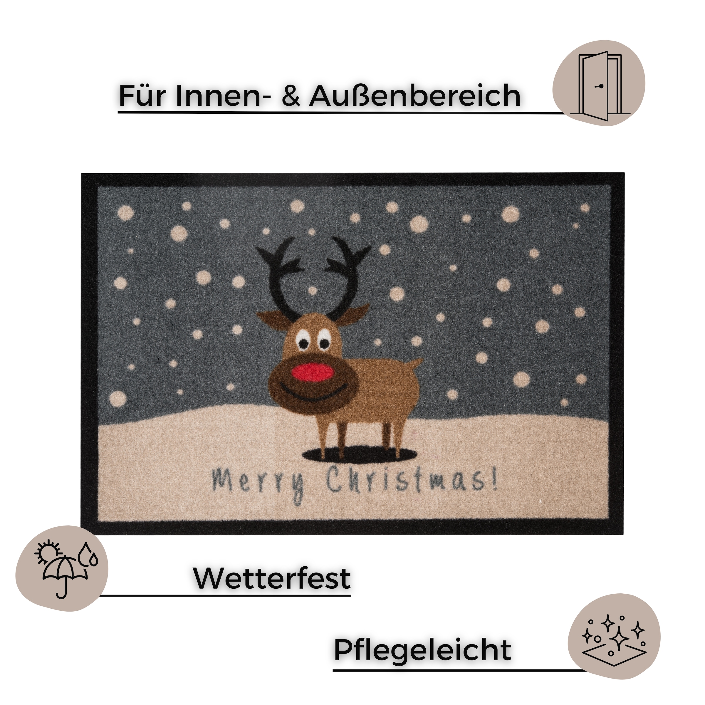 HANSE Home Fußmatte »Christmas Reindeer«, rechteckig, 7 mm Höhe, In- & Outdoor, Rutschfest, Weihnachten, Waschbar, Wetterfest, Flur