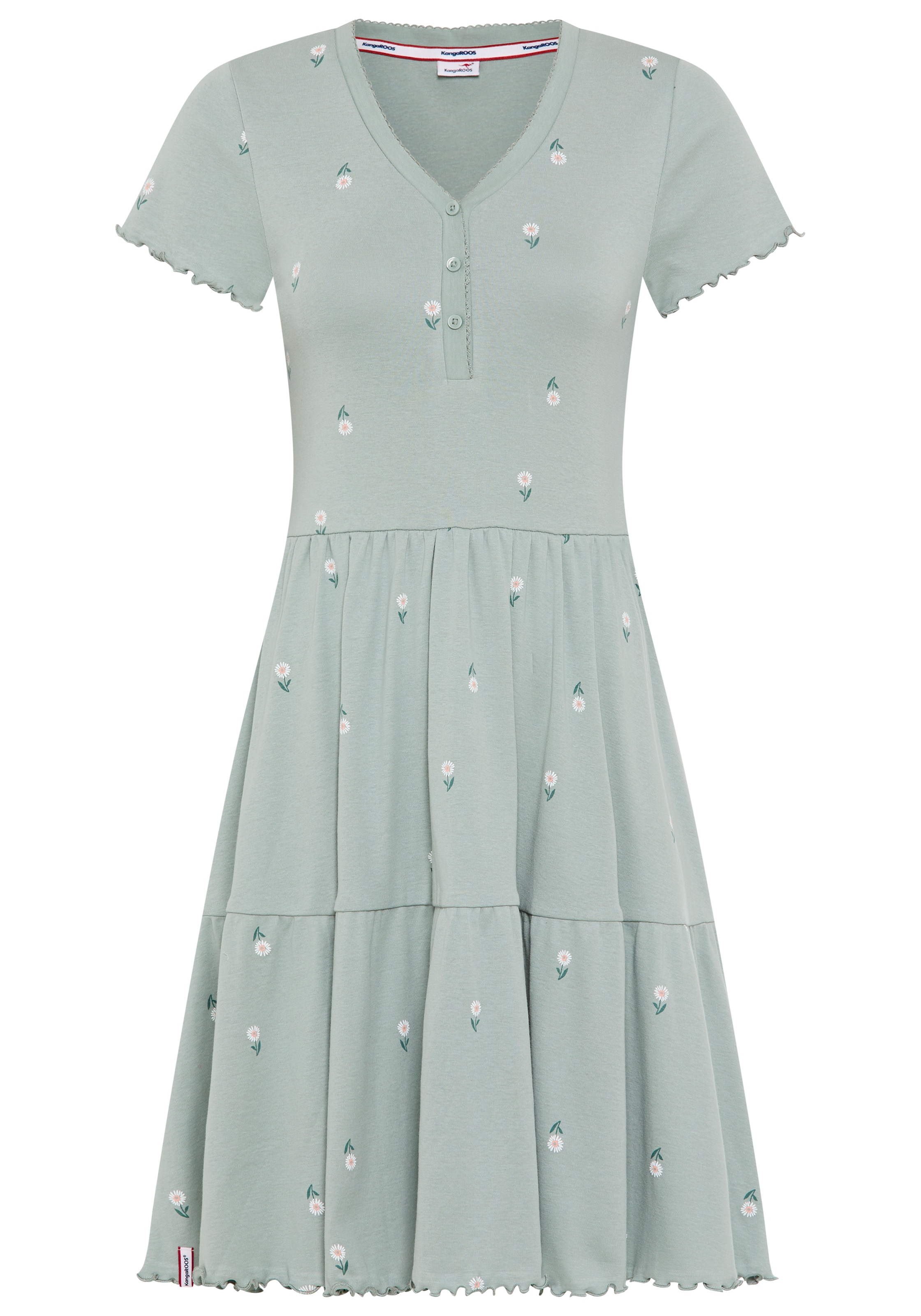 KangaROOS Jerseykleid mit Volants, für Casualmode und Streetwear, aus Baumwolle, Kurzarm