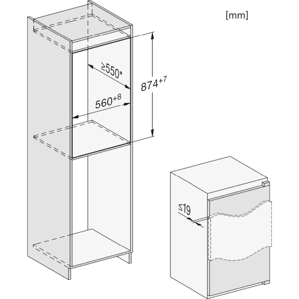 Miele Einbaukühlschrank, K 7114 E, 87,4 cm hoch, 56,8 cm breit