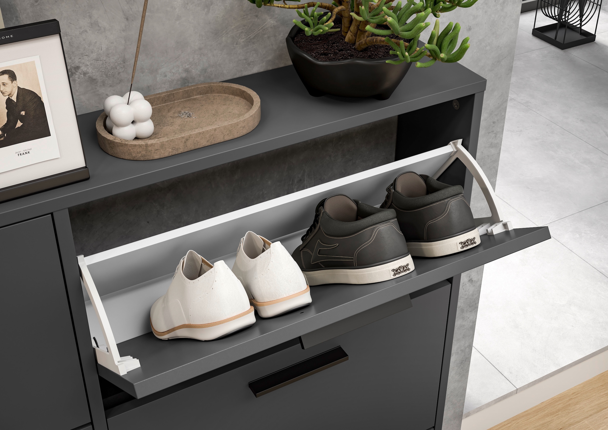 HBZ Schuhkommode »Sam Schuhkipper, Schuhschrank BxHxT 59x169x17 cm«, (1 St.), mit 5 Klappen