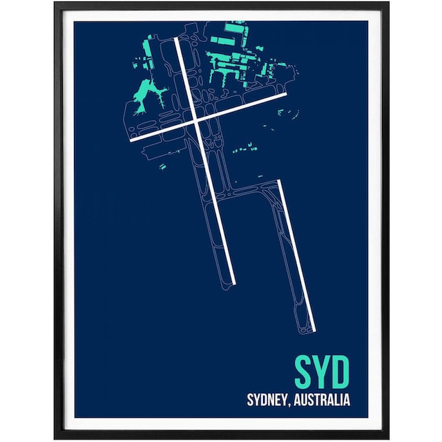Wall-Art Poster »Wandbild SYD Grundriss Sydney«, Grundriss, (1 St.), Poster,  Wandbild, Bild, Wandposter auf Raten bestellen