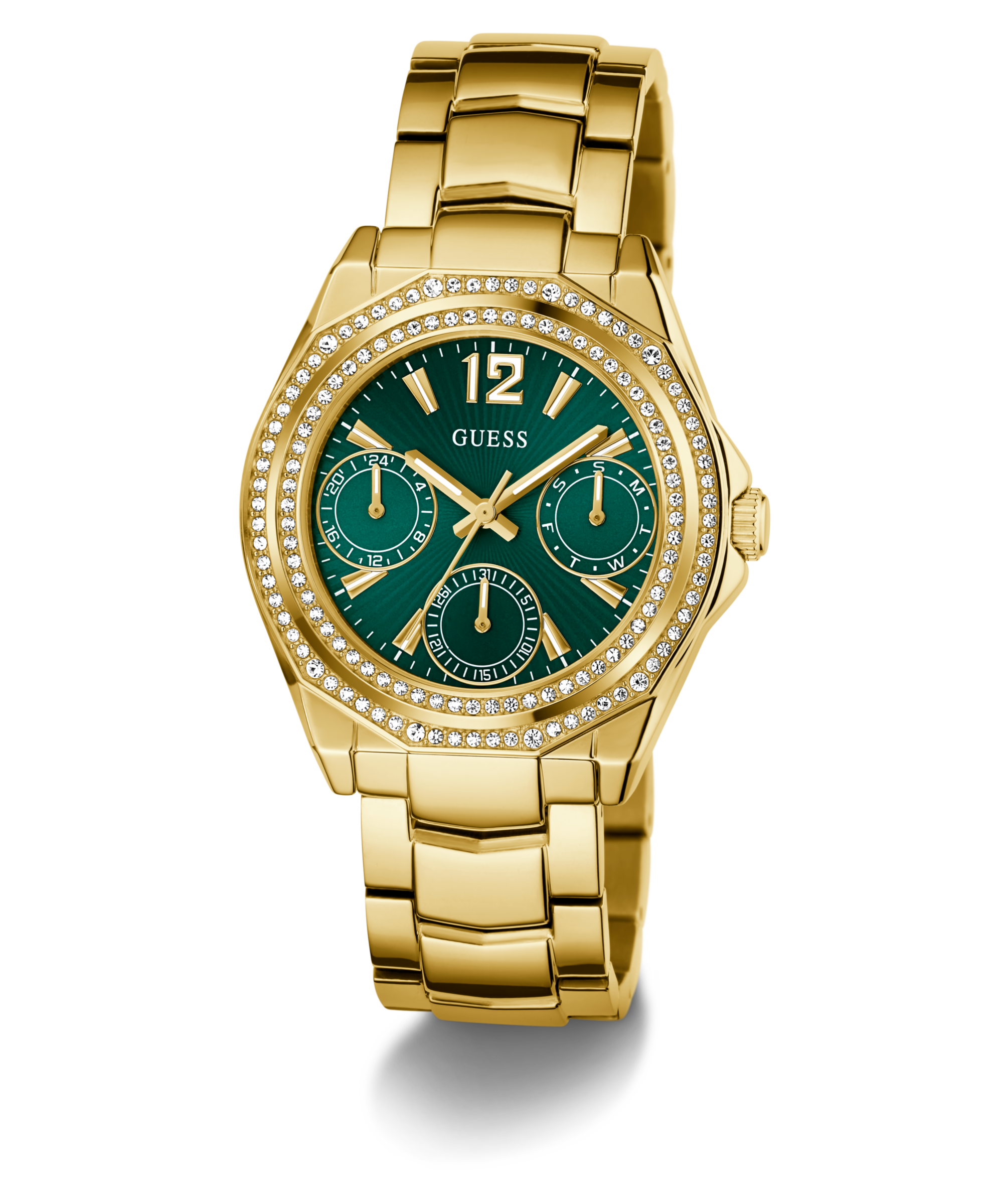 Guess Multifunktionsuhr »RITZY« Quarzuhr, Armbanduhr, Damenuhr, Edelstahlarmband, Datum
