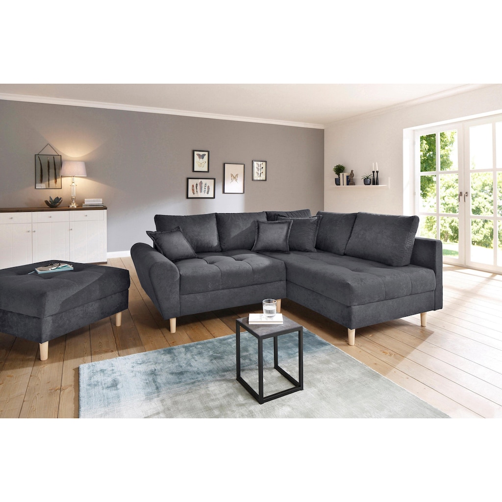 Home affaire Ecksofa »Rice«, (Set, mit Hocker)