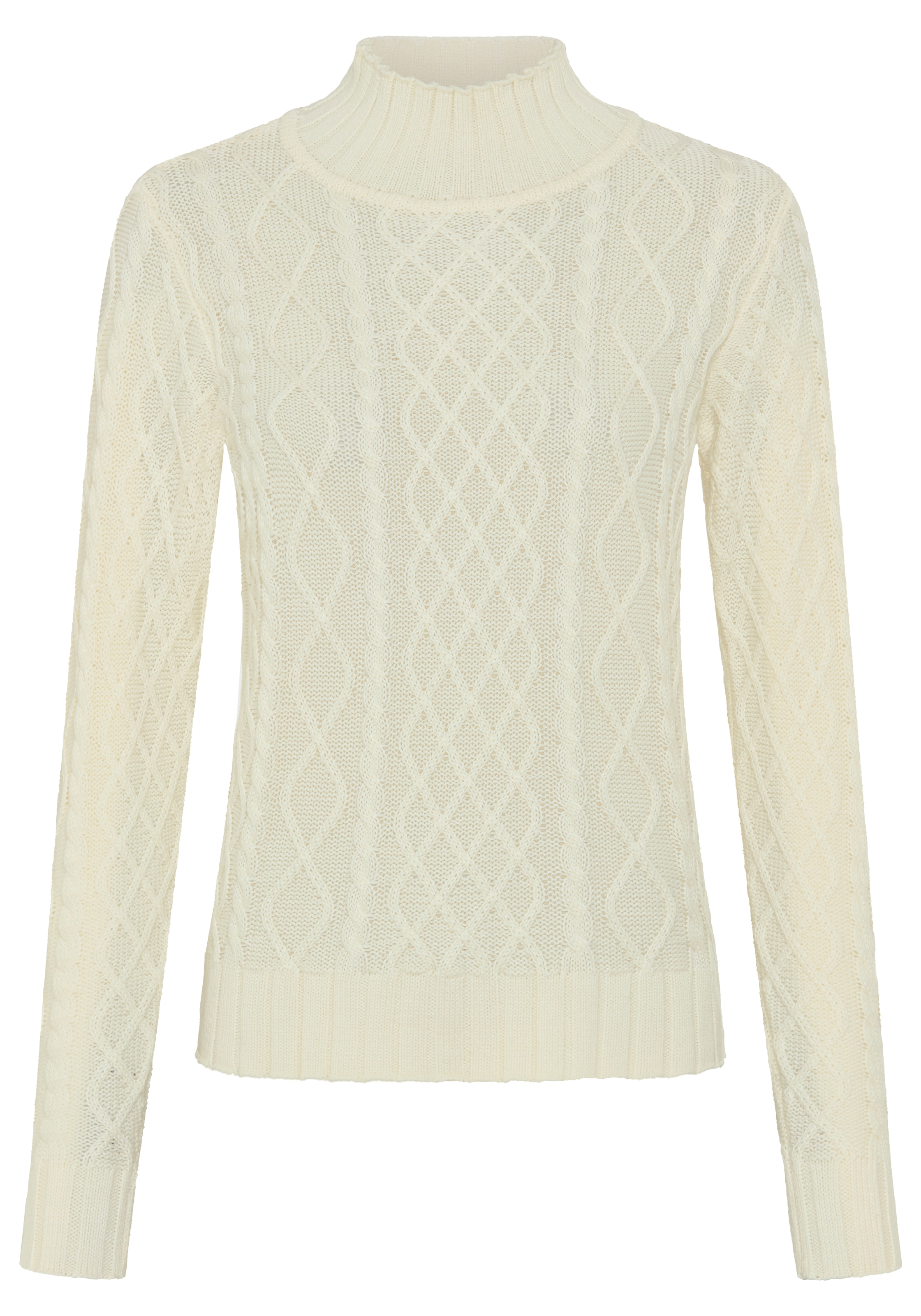 AJC Strickpullover mit modischem Zopfmuster und Stehkragen